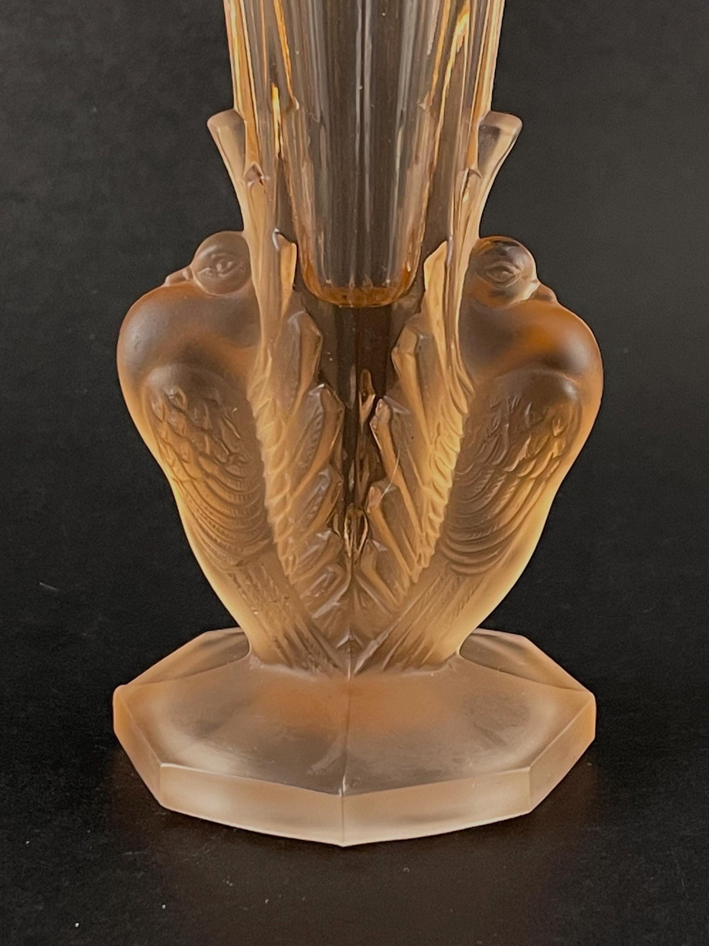 Josef Feigl Turtle Dove Trumpet/Bud Vase 6-1/4", Libochovice Glassworks Czechoslovakia, 1930s