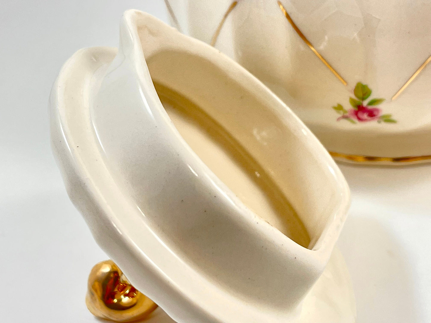 James Sadler 2790 Rosebud Teapot Creamer Sugar Set, Vintage 1940s Tea Set, Made in England