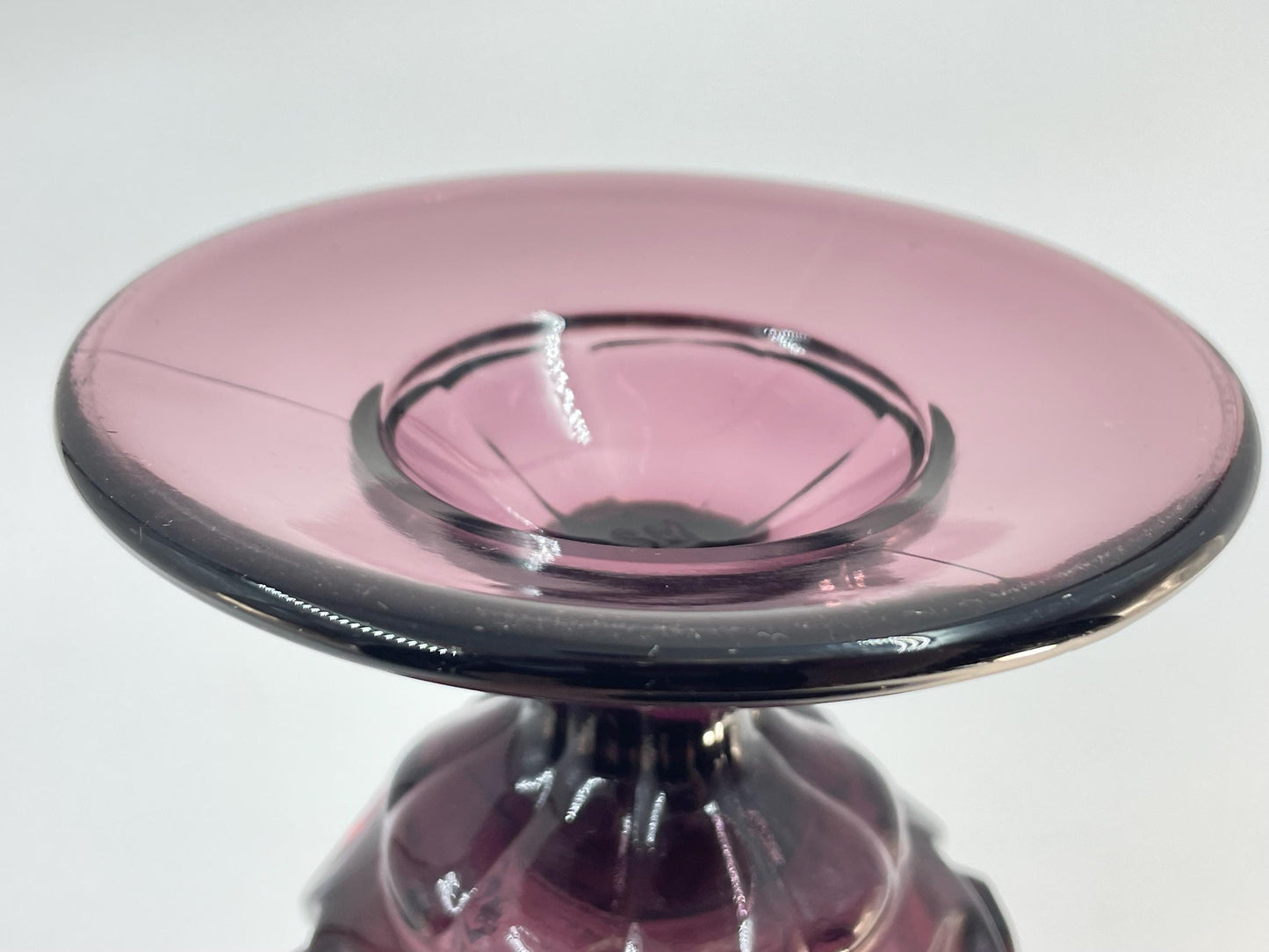 Viking Amethyst Diamond Thumbprint Vase, SM Sandwich Glass Museum