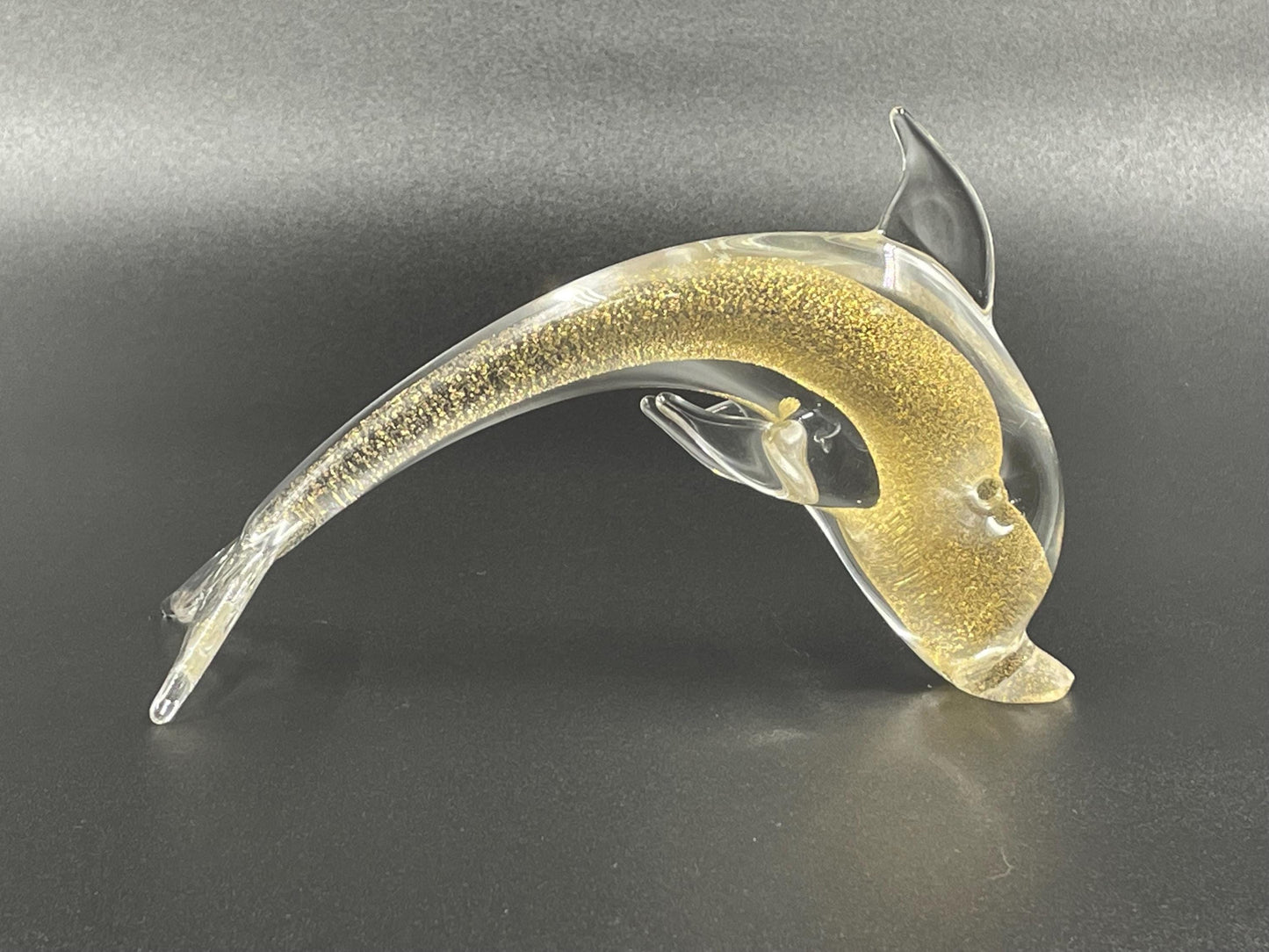 Murano Aventurine Art Glass Dolphin Figurine for Oggetti