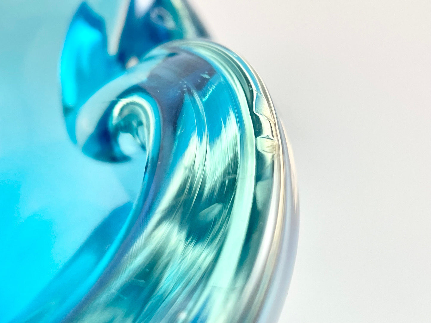 Aqua Blue Art Glass Ashtray/Bowl