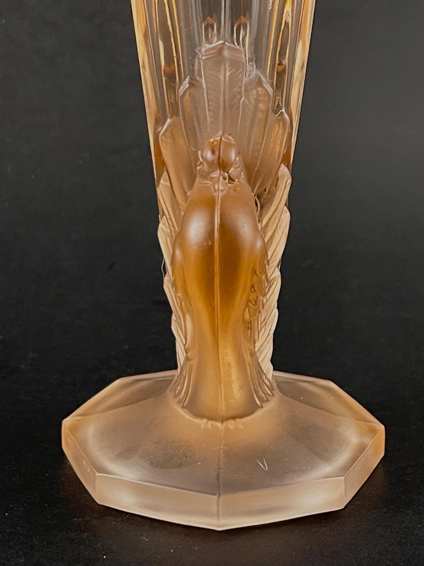 Josef Feigl Turtle Dove Trumpet/Bud Vase 6-1/4", Libochovice Glassworks Czechoslovakia, 1930s