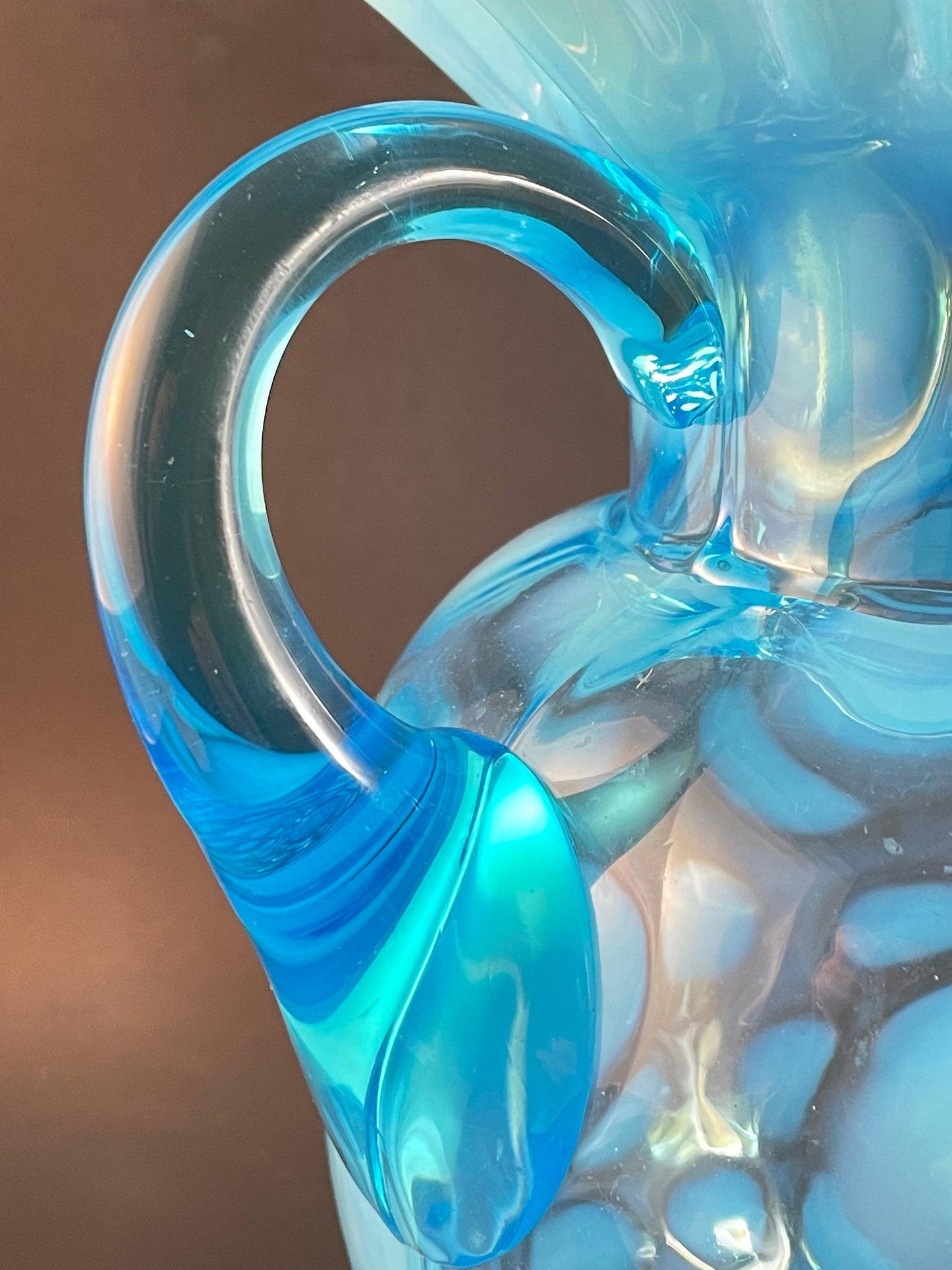 Antique Jefferson Blue Opalescent Coinspot Lemonade/Water Pitcher No 0180 Circa 1905, EAPG