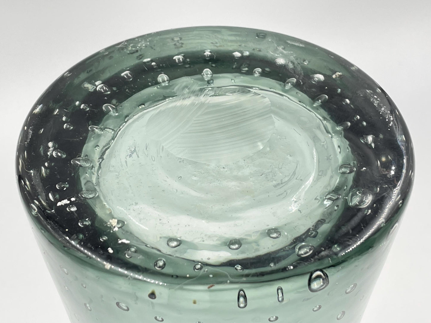 Large Charcoal Gray Bullicante Art Glass Vase, Wide Flared Top Handblown Glass Vase with Controlled Bubbles