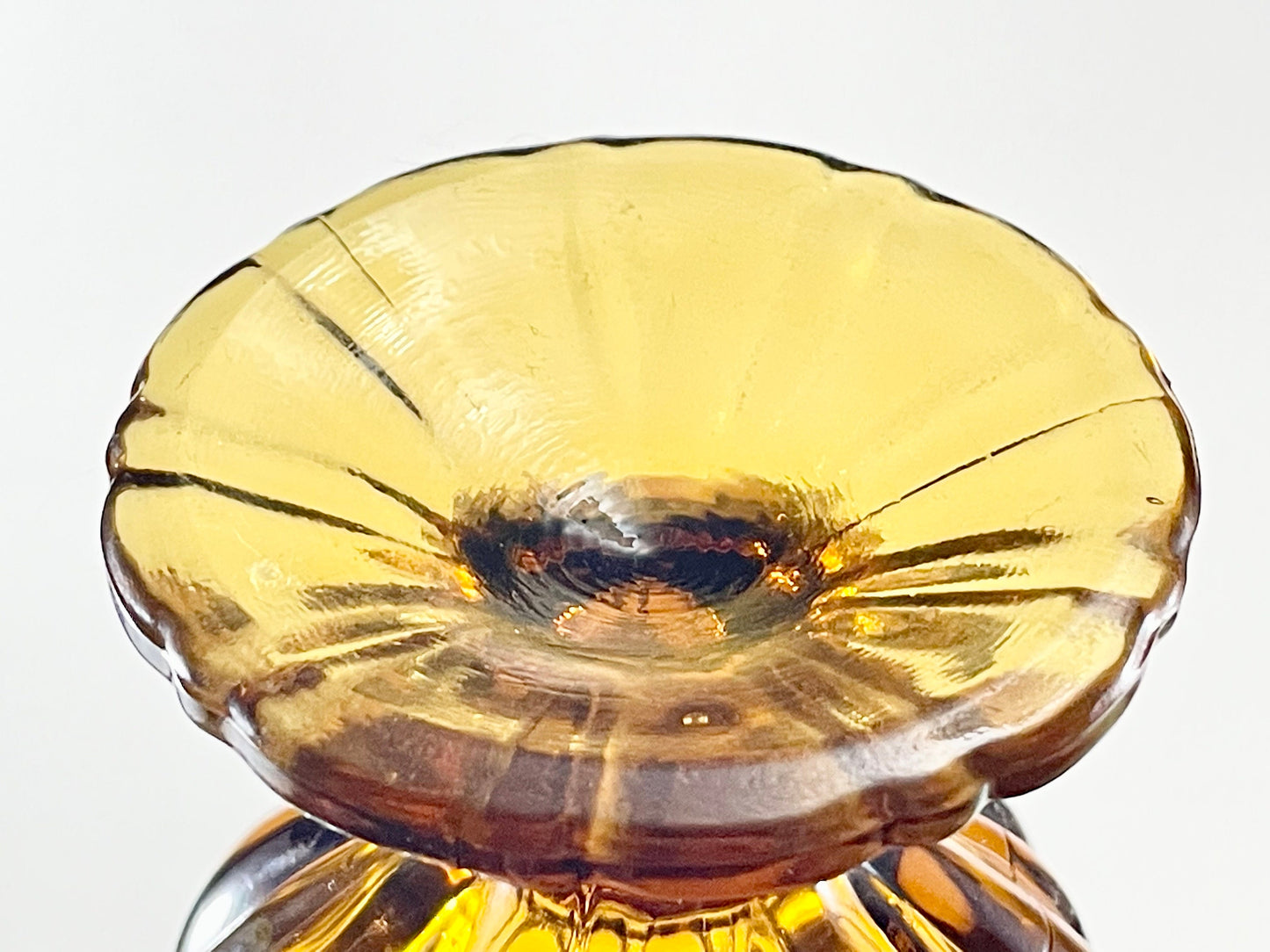 LE Smith Amber Swung Vase Pedestal Foot 15-1/4" tall, No. 4703, 1969-1970