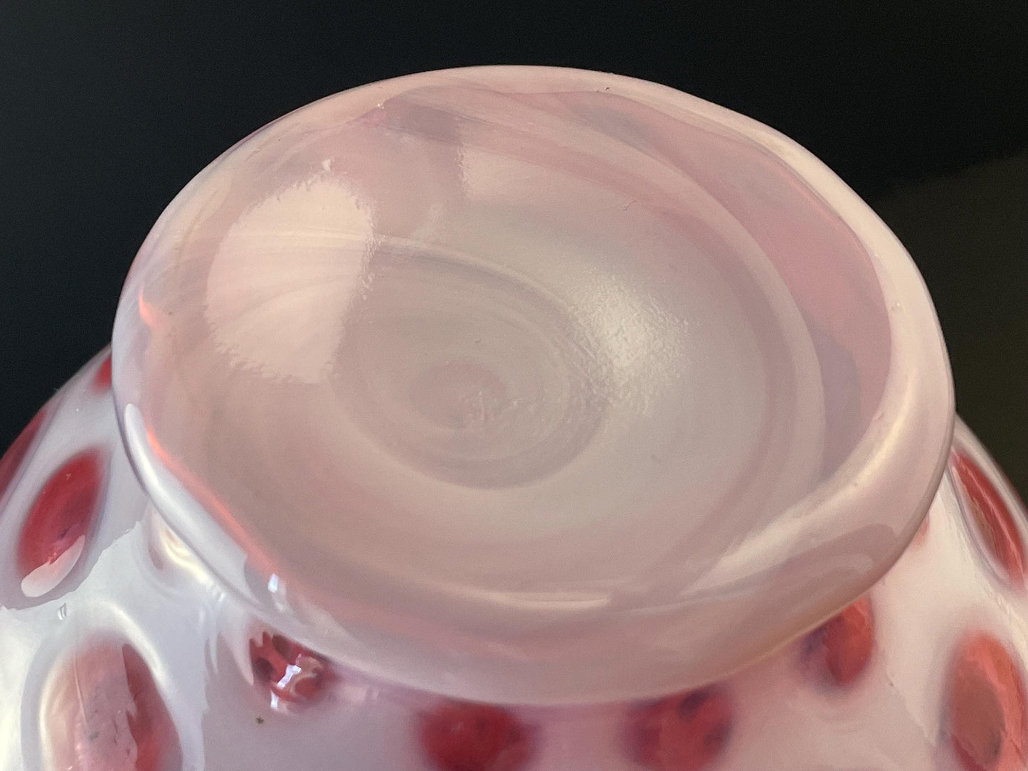 Fenton Cranberry Coin Dot Vase 7-1/4" #1457 Crimped Ruffled Rim