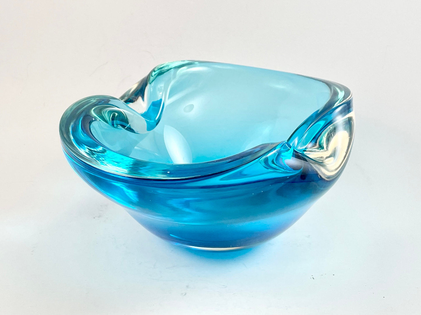 Aqua Blue Art Glass Ashtray/Bowl