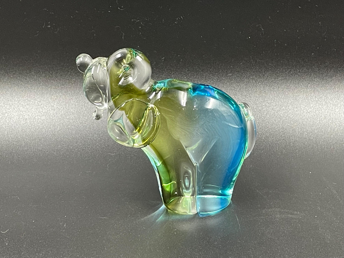 Lorraine Olive/Blue Art Glass Hound Dog, Canadian Art Glass Circa 1962-1974