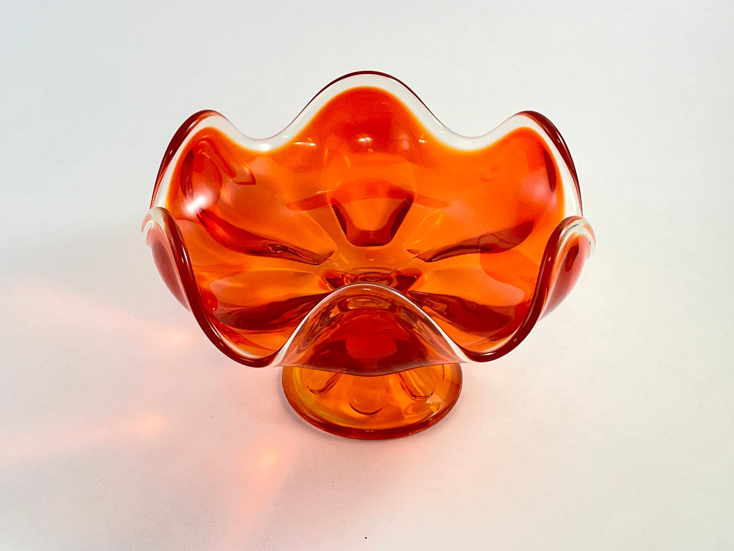 Viking Epic Orange Ruffled Pedestal Bowl