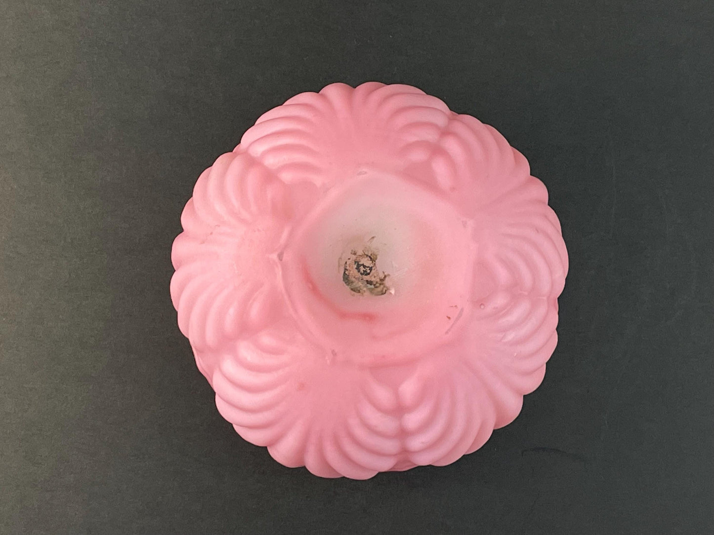 Antique Pink Satin Glass Rose Bowl Vase, Clam Shell Pattern