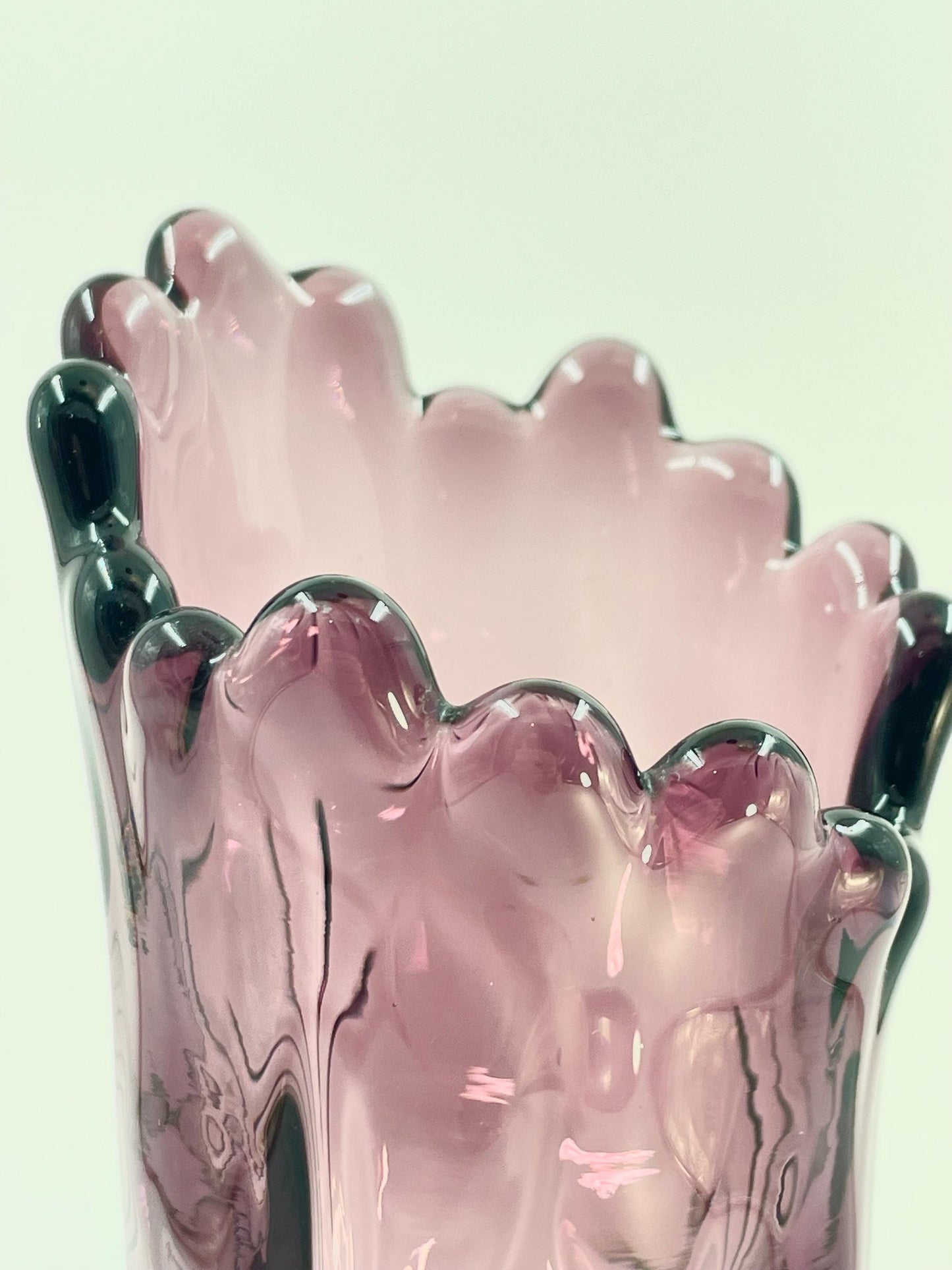 Viking Amethyst Diamond Thumbprint Vase, SM Sandwich Glass Museum