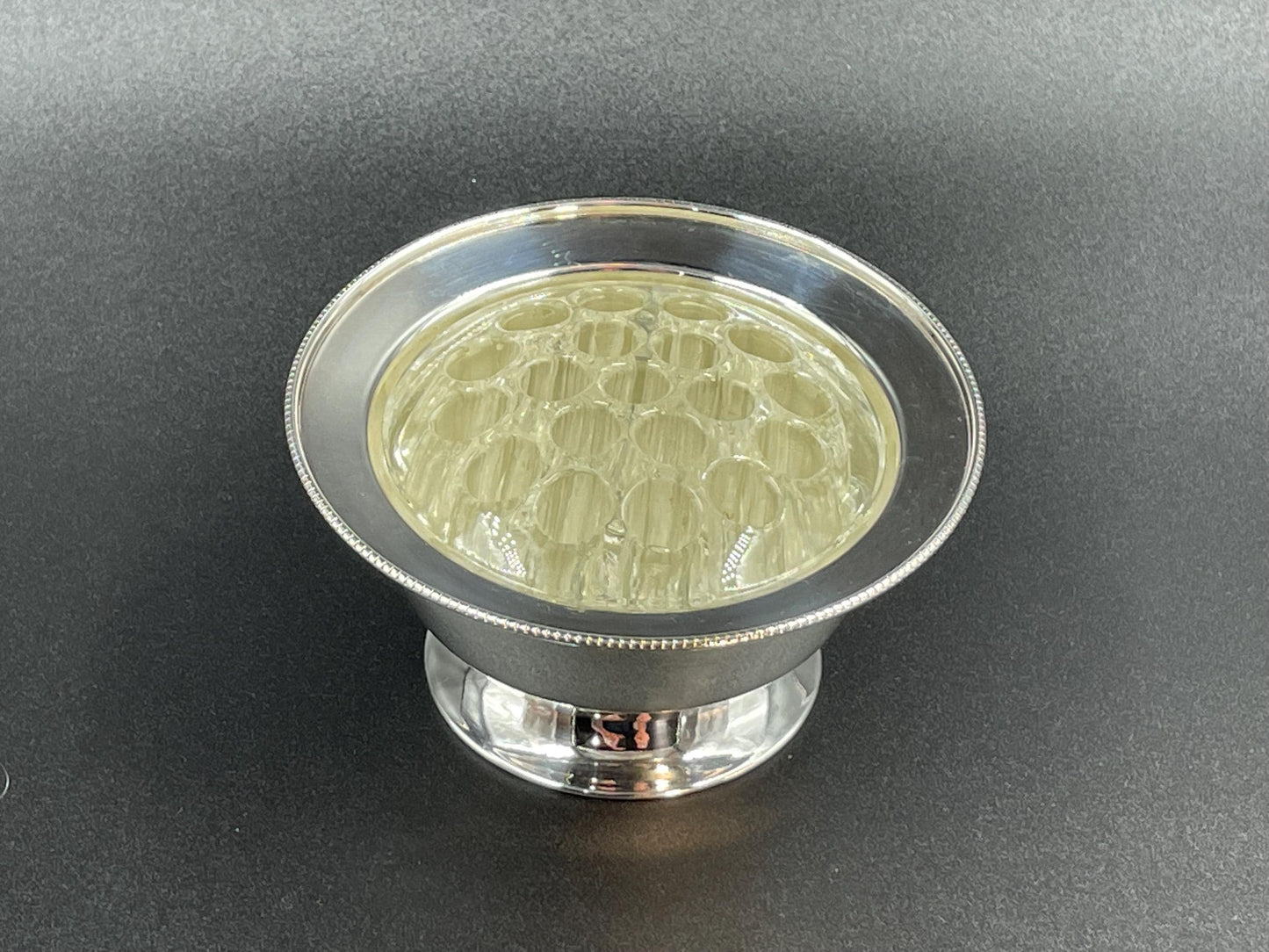 Apex England Silverplated Bowl and Glass Flower Frog