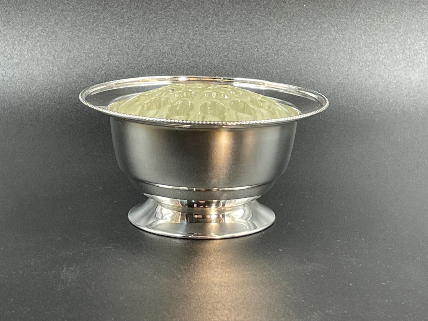 Apex England Silverplated Bowl and Glass Flower Frog
