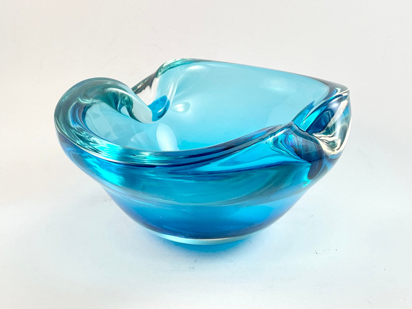 Aqua Blue Art Glass Ashtray/Bowl