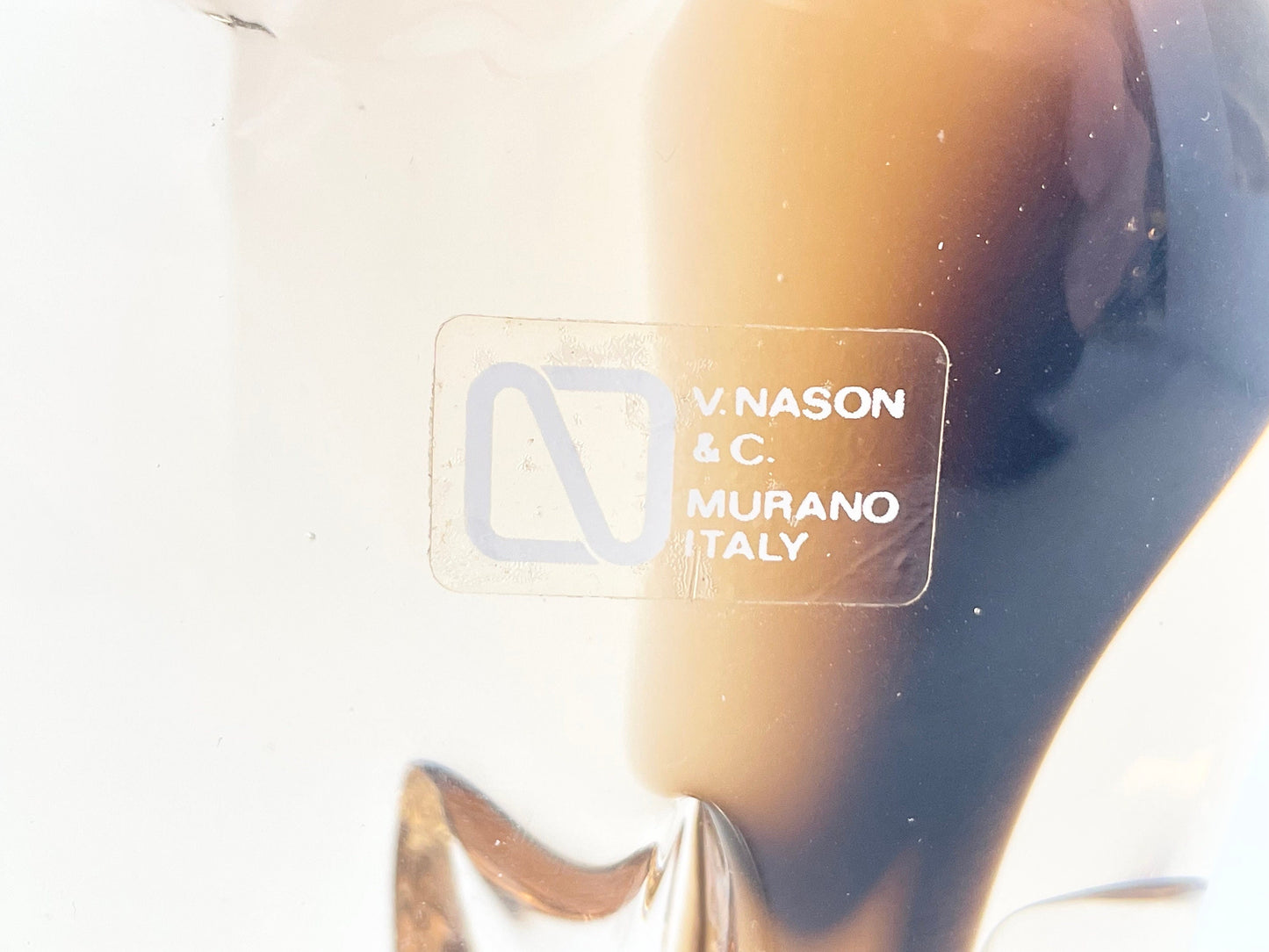 Murano Glass Elephant, Stickered/Signed V. Nason & C, Murano, Italy, Circa 1989-2001
