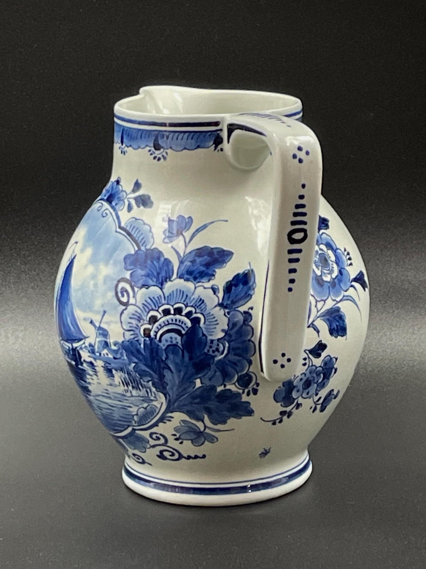 1938 Royal Delft Hand Painted Jug/Pitcher, De Koninklijke Porceleyne Fles, Blue and White Dutch Pottery