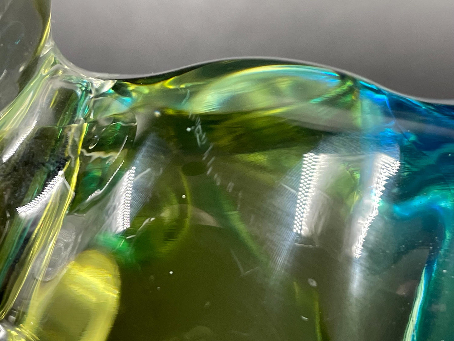 Lorraine Olive/Blue Art Glass Hound Dog, Canadian Art Glass Circa 1962-1974