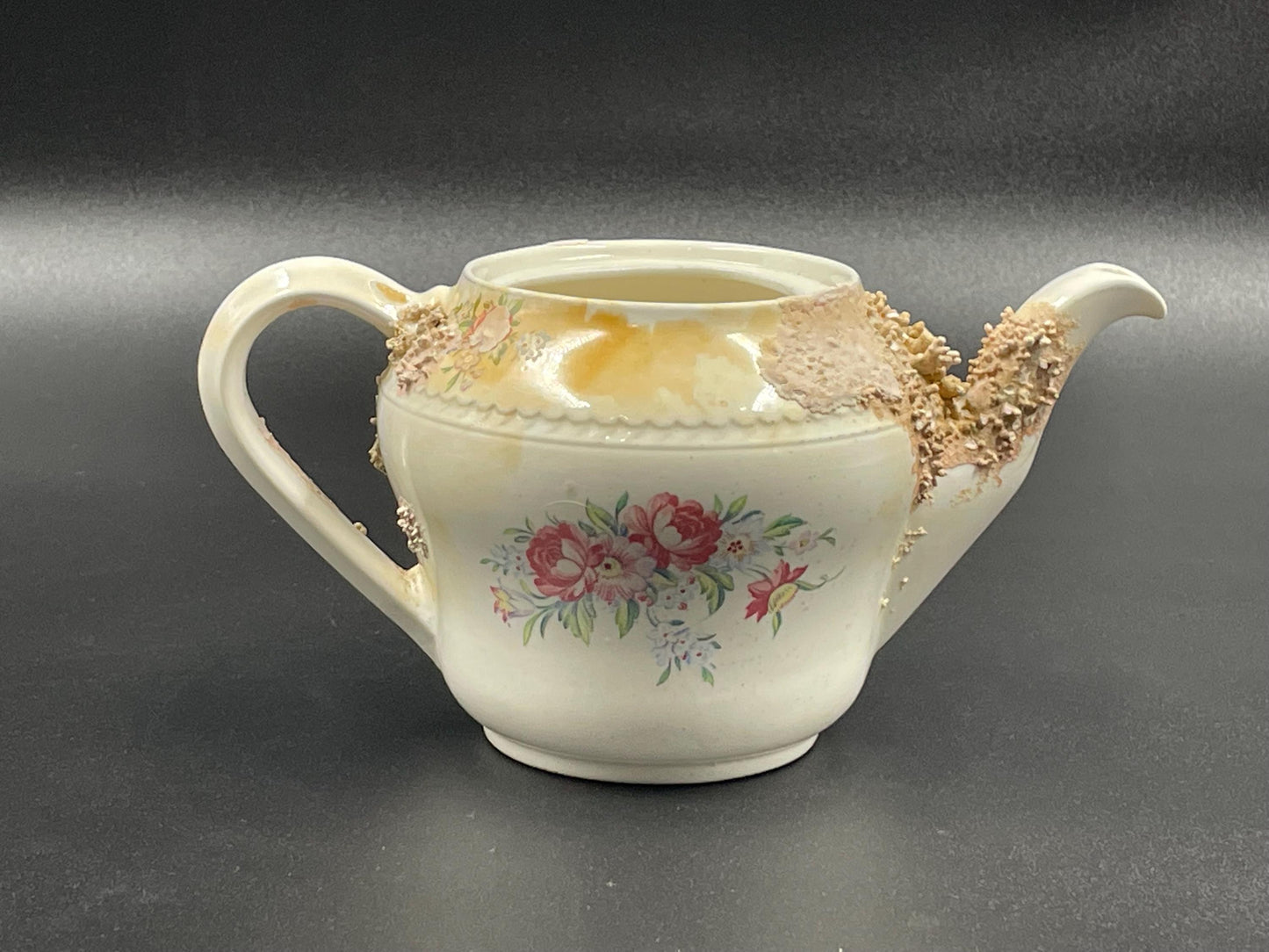 Natural Coral Encrusted Undersea Ceramic Teapot, Portland Pottery, Staffordshire, Made in England 1950s