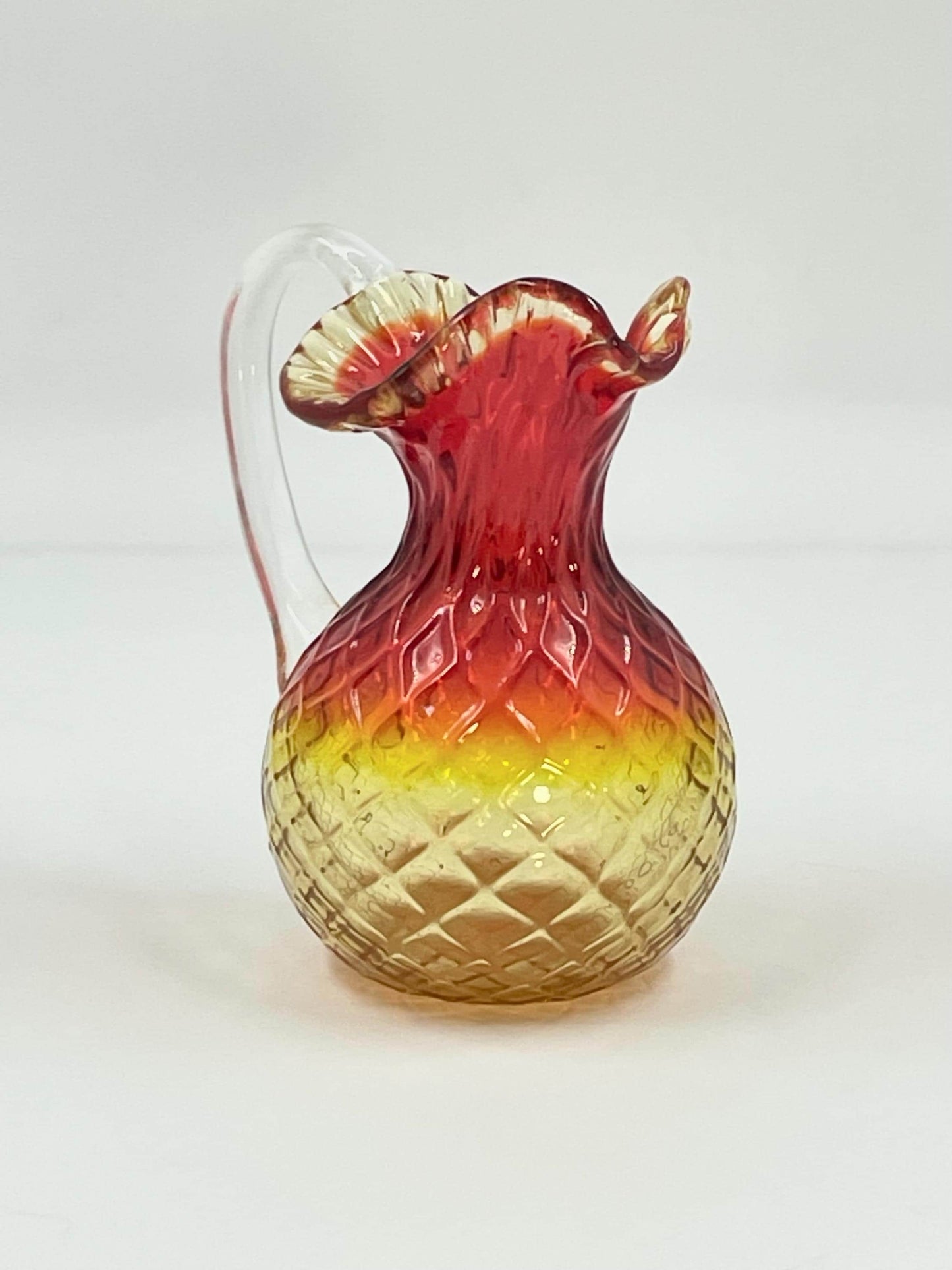 Chalet Amberina Pitcher/Jug Diamond Optic Pattern, Canadian Heritage Glass, Circa 1962-1975