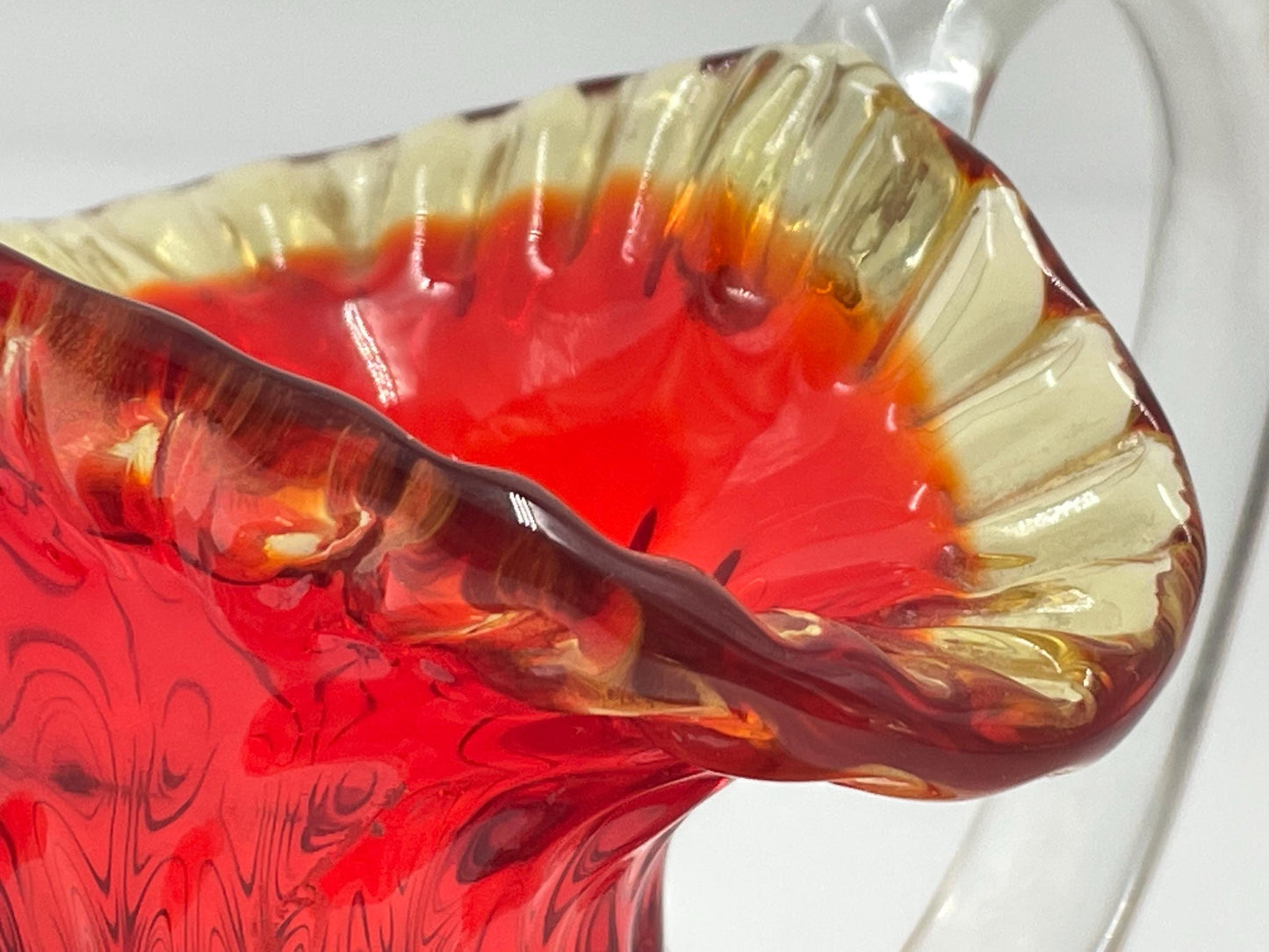 Chalet Amberina Pitcher/Jug Diamond Optic Pattern, Canadian Heritage Glass, Circa 1962-1975