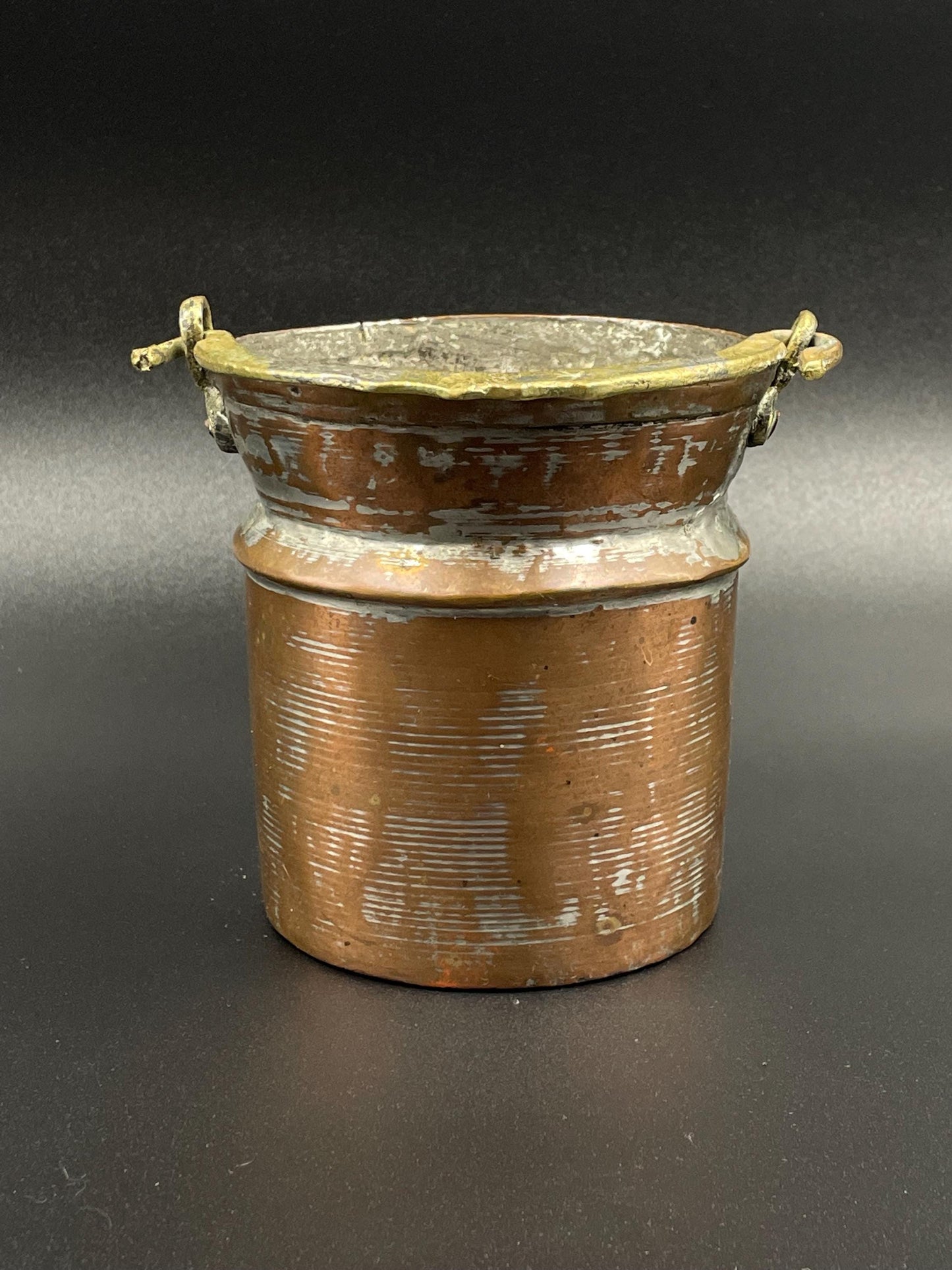 Rustic Middle-Eastern Copper Plated Tin Pot with Handle