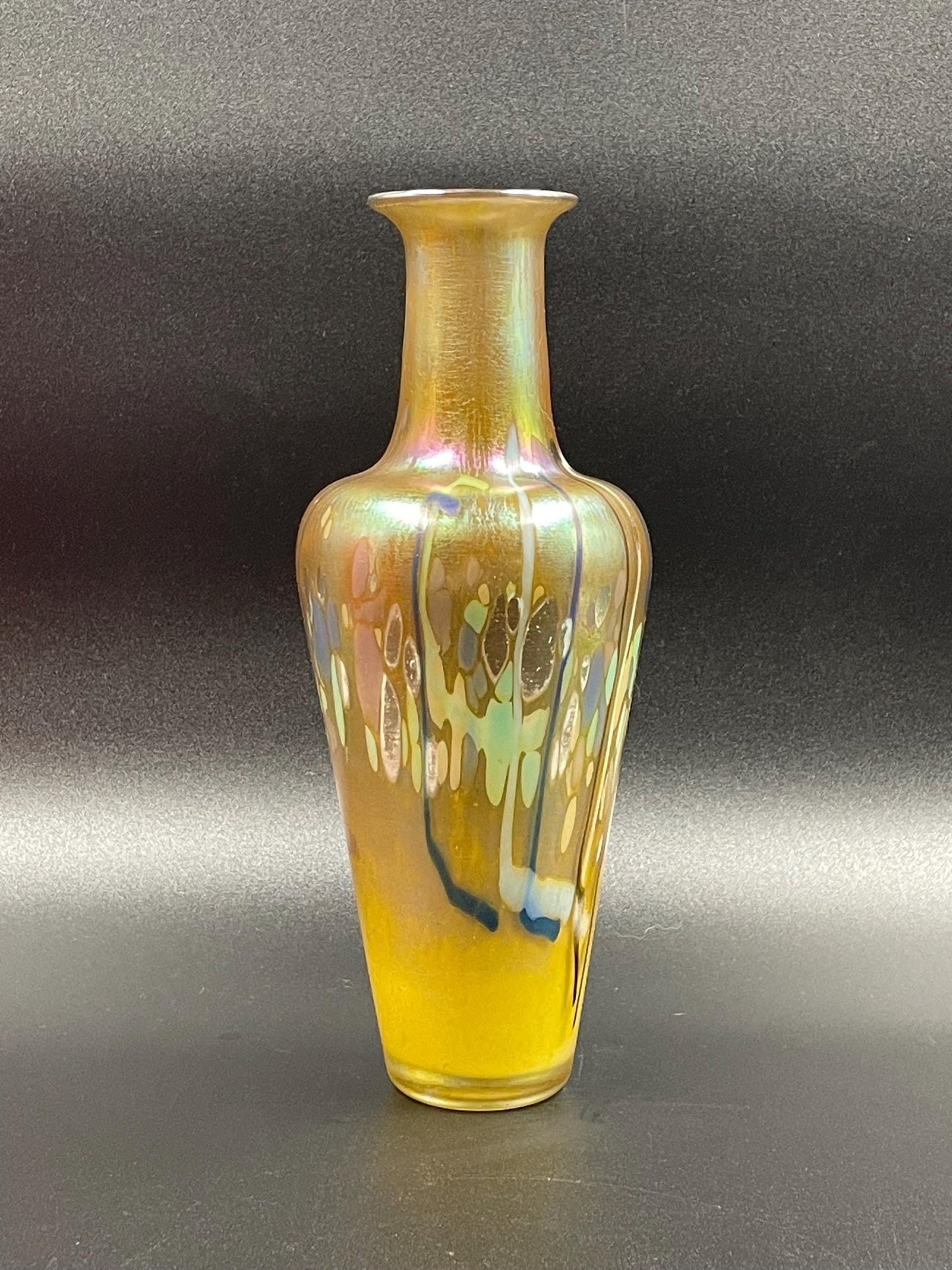 James W Norton Signed Iridescent Art Glass Vase, Jim Norton Glass Artist, Canadian Art Glass Vase