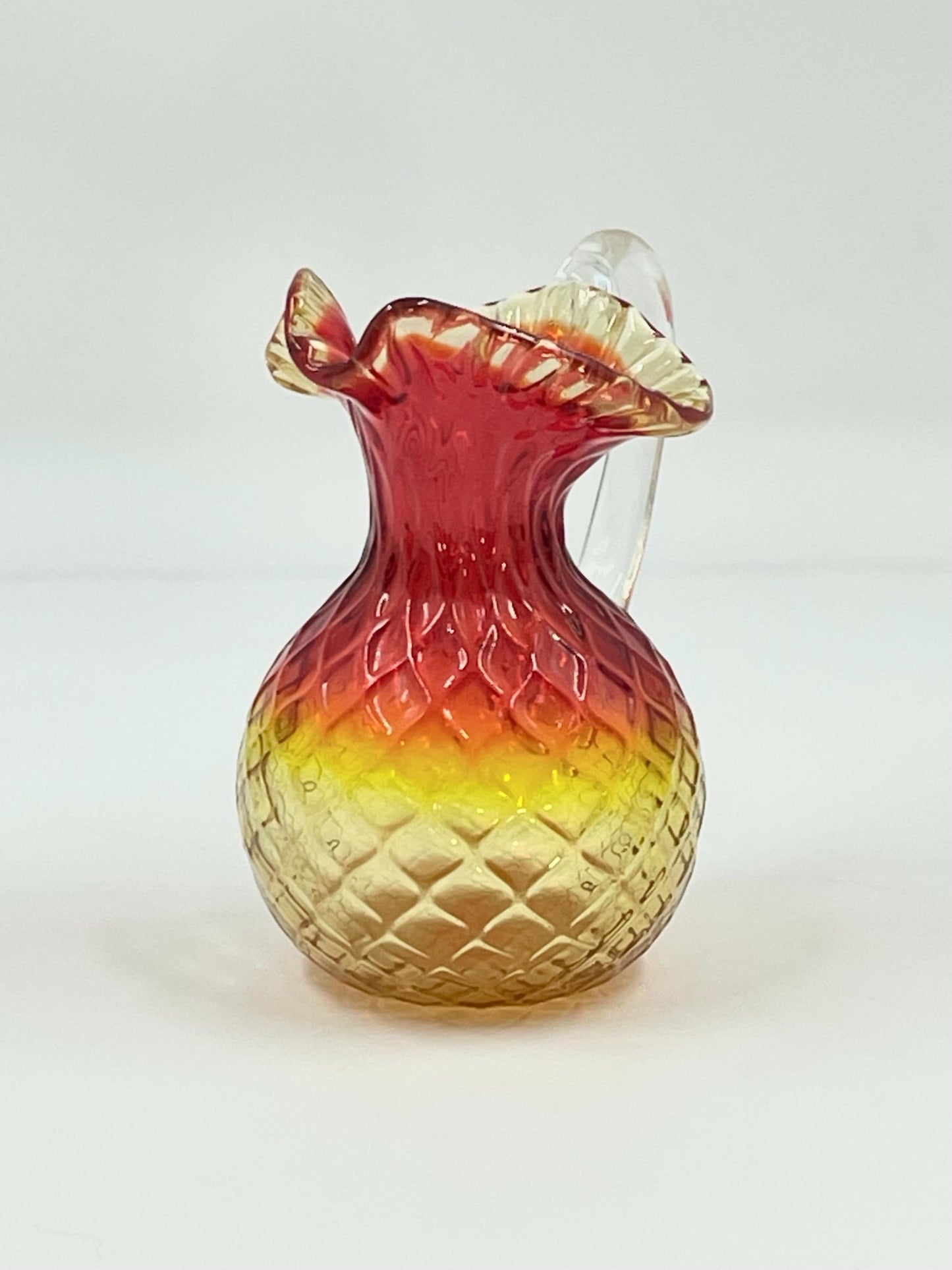Chalet Amberina Pitcher/Jug Diamond Optic Pattern, Canadian Heritage Glass, Circa 1962-1975