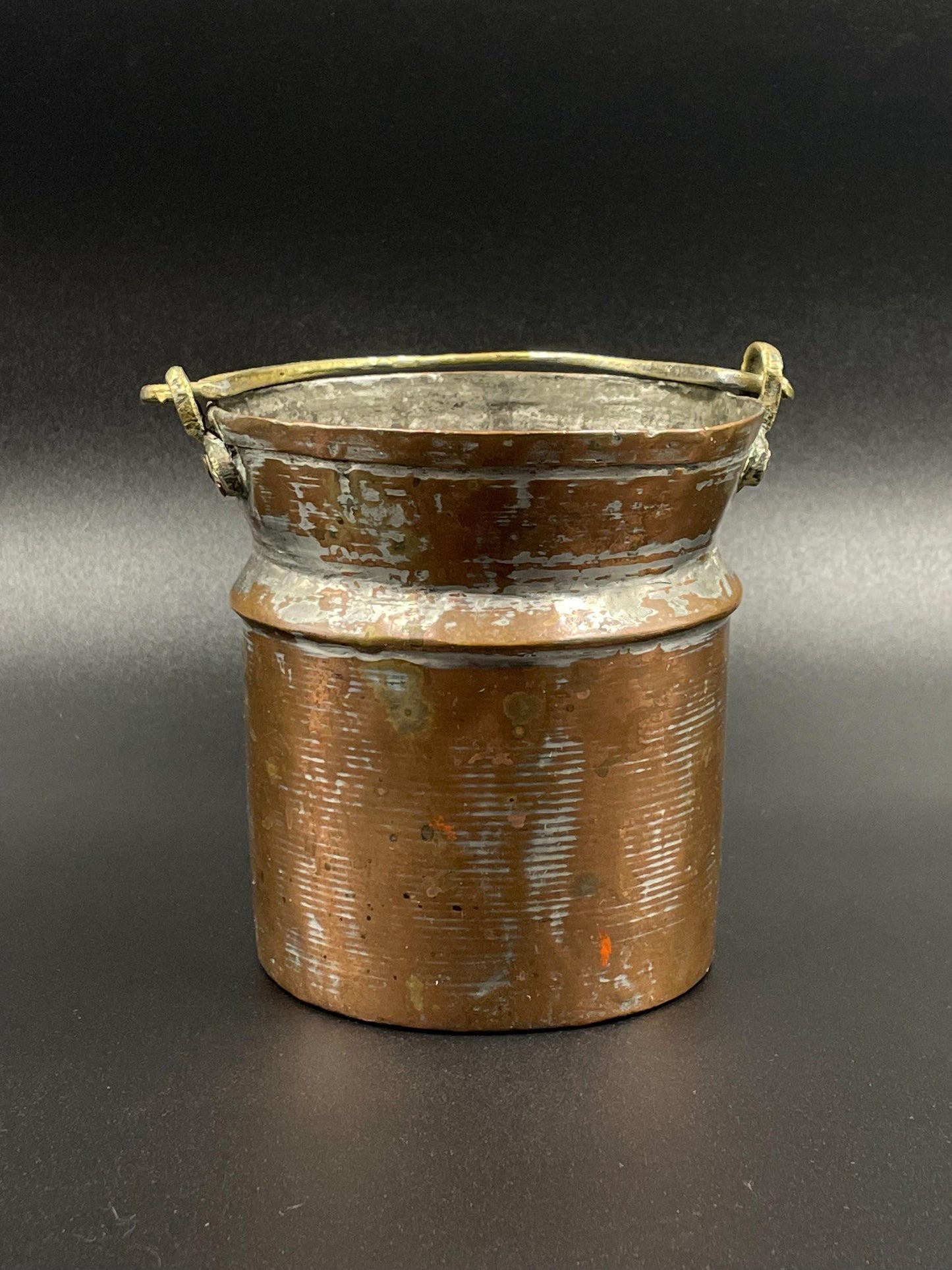 Rustic Middle-Eastern Copper Plated Tin Pot with Handle