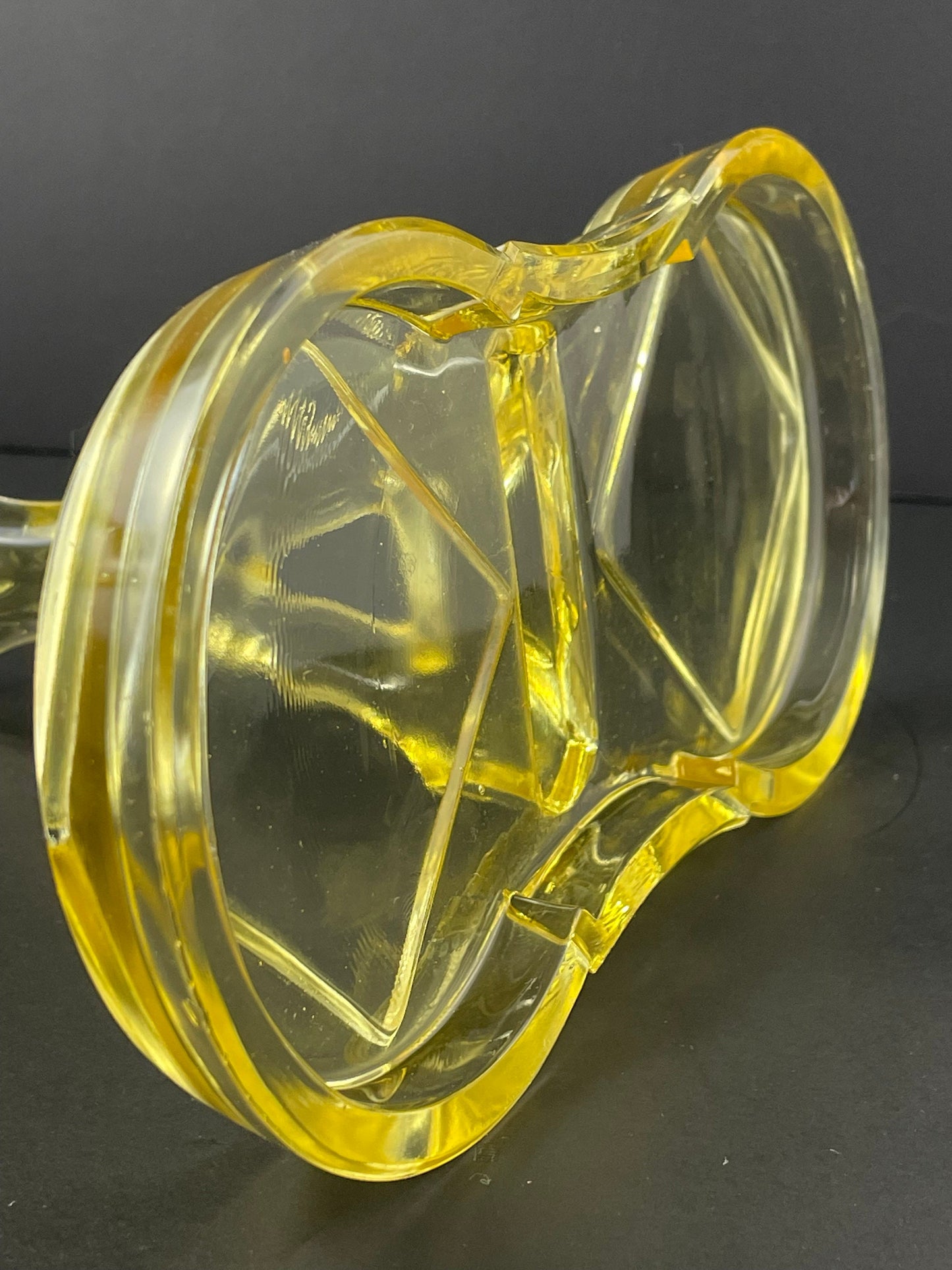 Indiana Glass Art Deco Pyramid Creamer Sugar with Tray Yellow Depression Glass 1926-1932