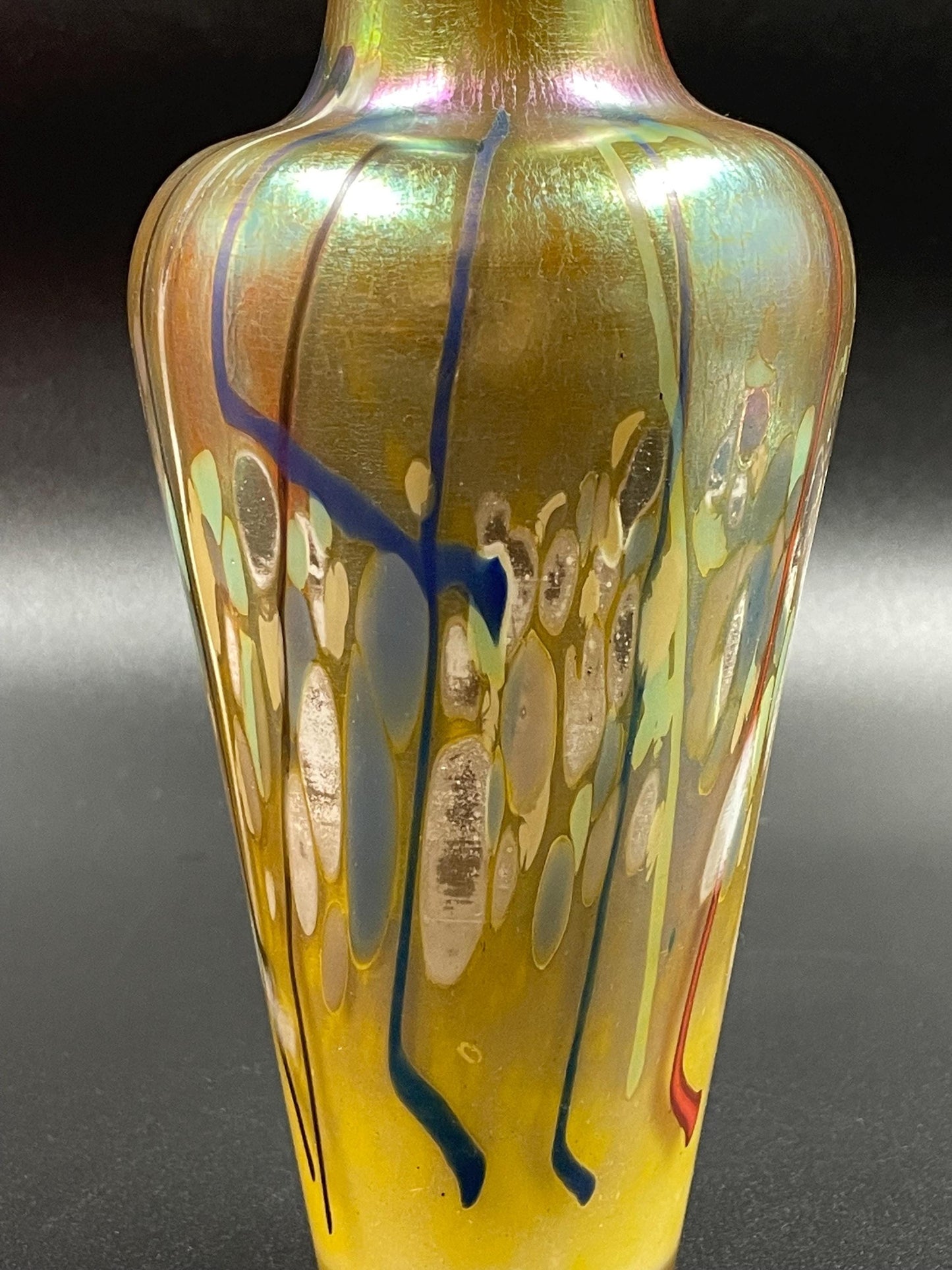James W Norton Signed Iridescent Art Glass Vase, Jim Norton Glass Artist, Canadian Art Glass Vase