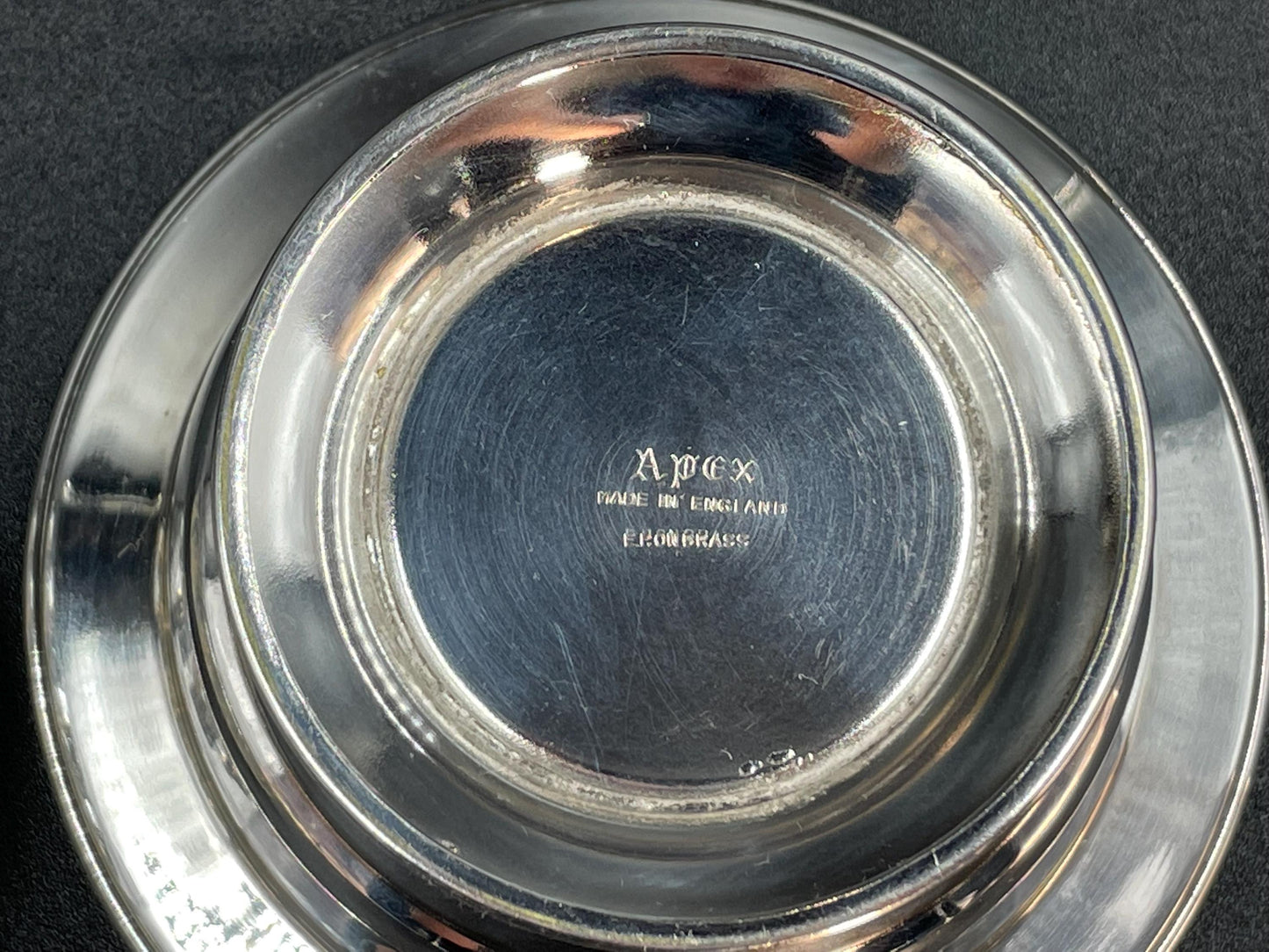 Apex England Silverplated Bowl and Glass Flower Frog