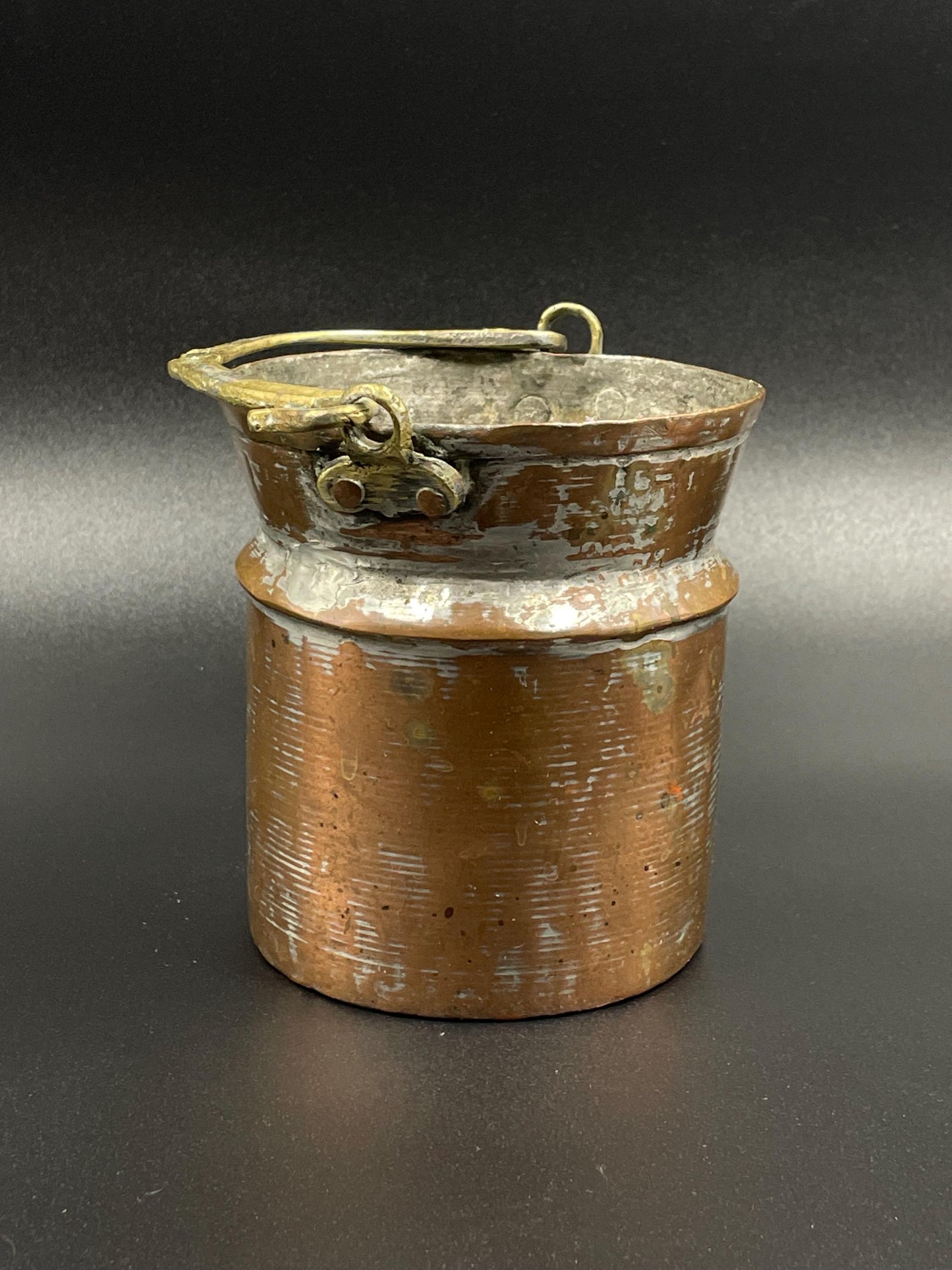 Rustic Middle-Eastern Copper Plated Tin Pot with Handle