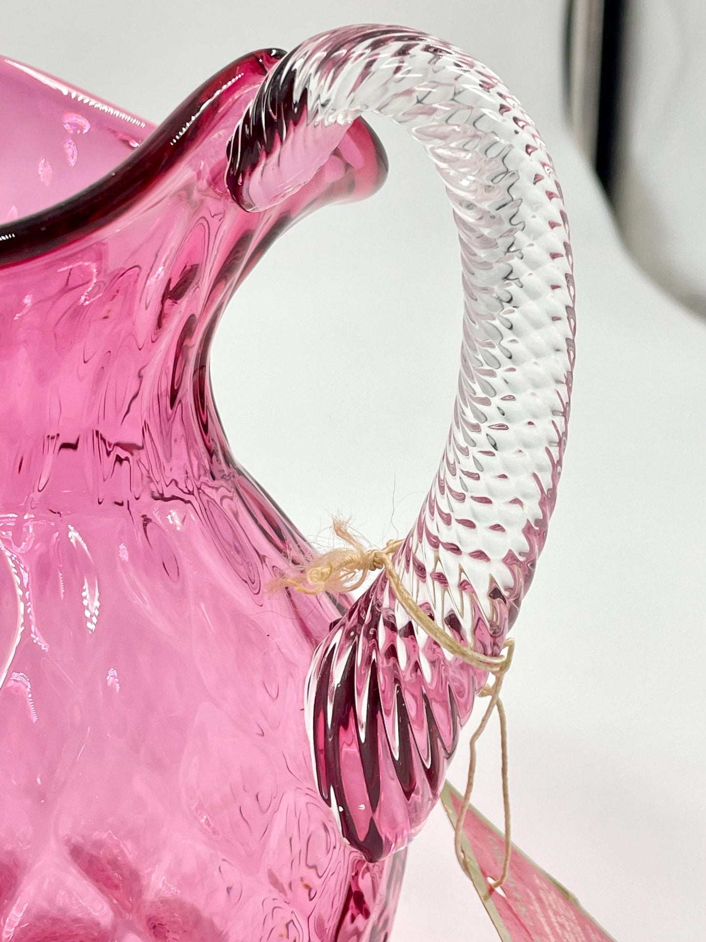 Chalet Cranberry Pitcher Diamond Optic Pattern, Canadiana Collection, With Original Swing Tag, Circa 1962-1975