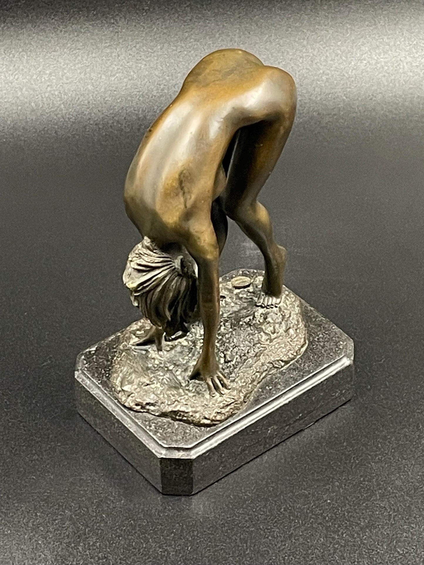 Bronze Nude Female Figure on Marble Base, European Bronze Finery Seal, Unsigned