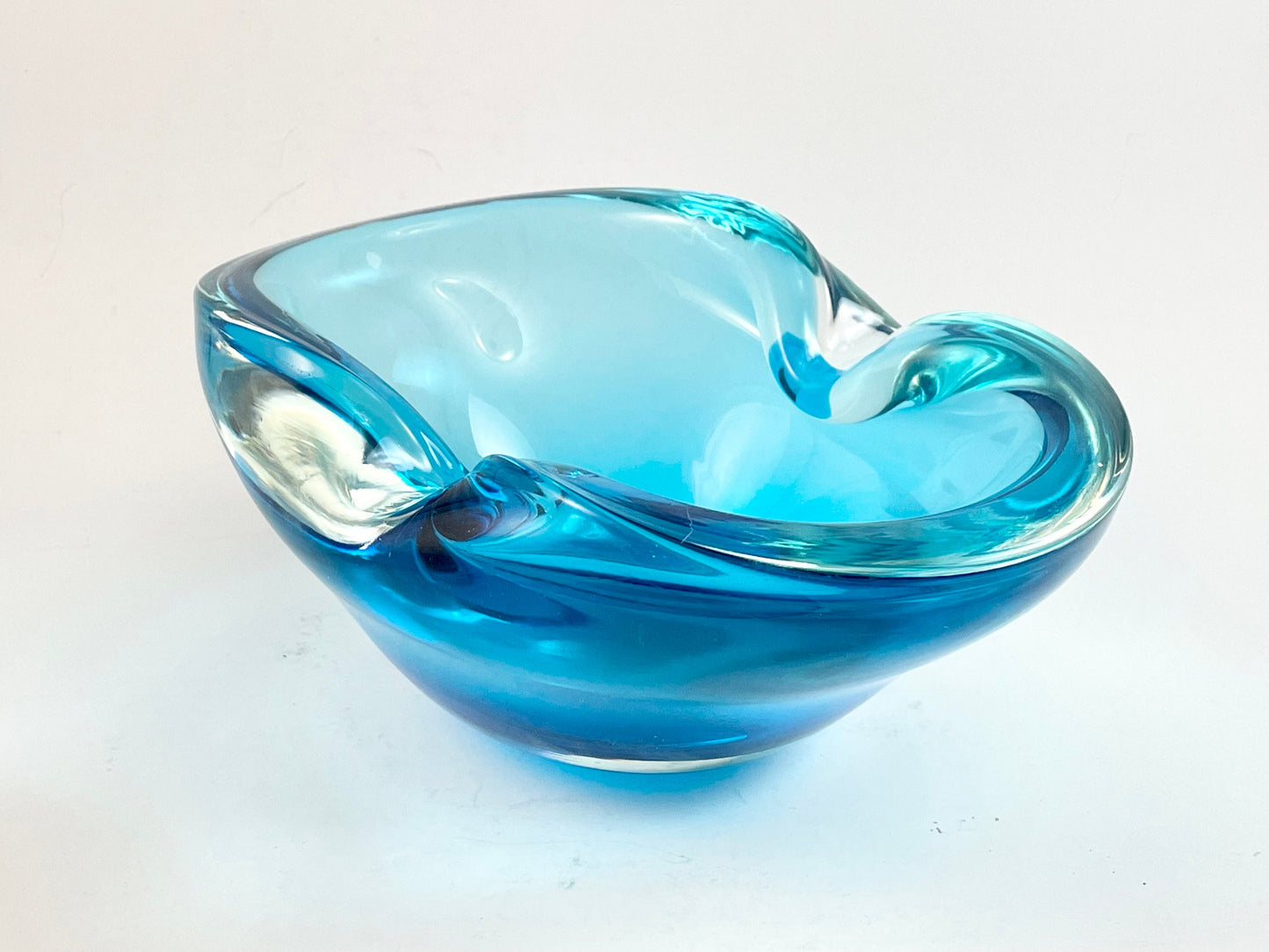 Aqua Blue Art Glass Ashtray/Bowl