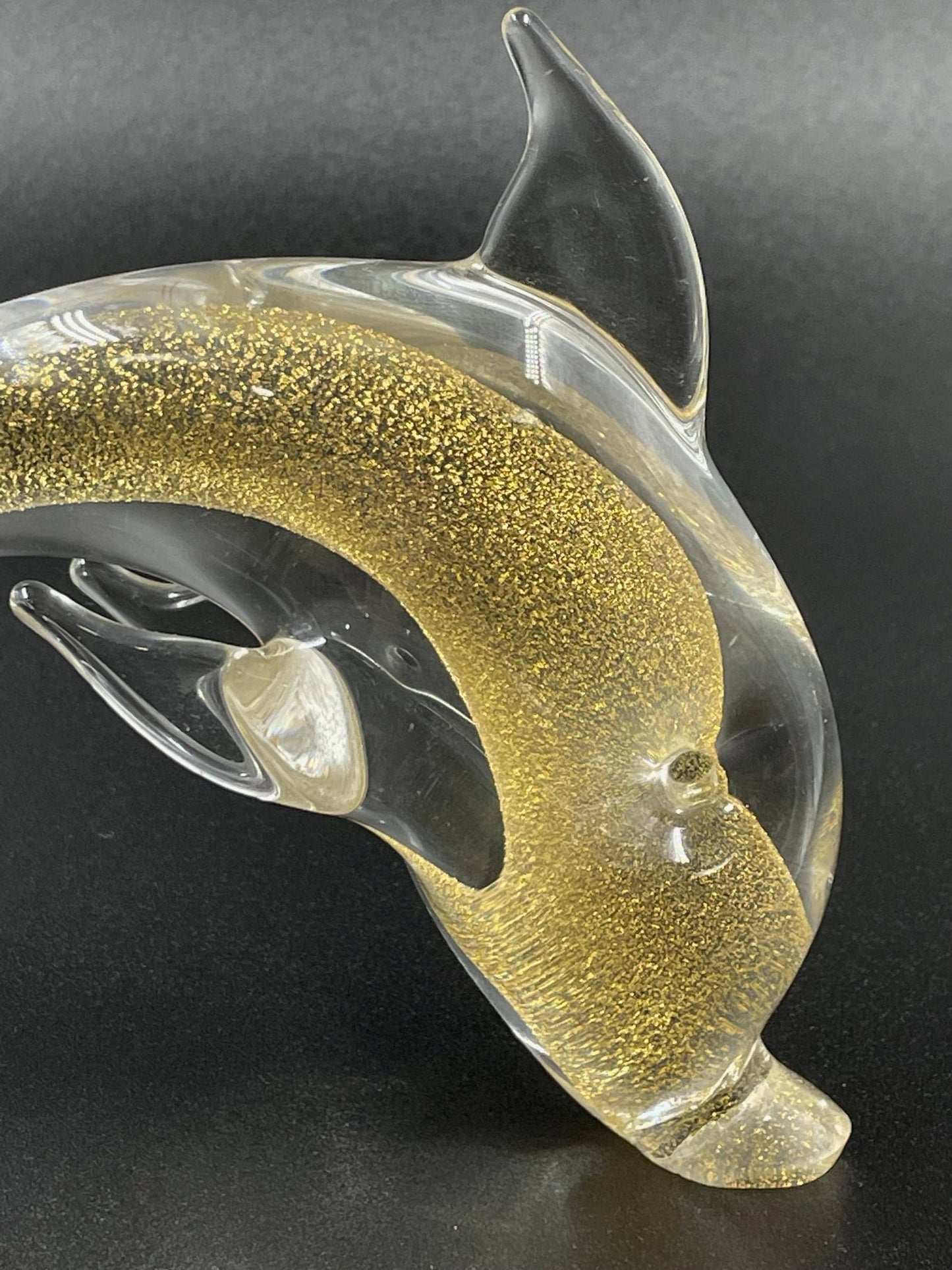 Murano Aventurine Art Glass Dolphin Figurine for Oggetti