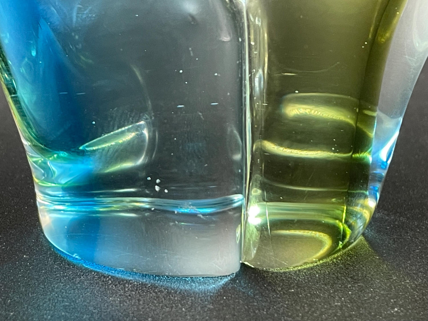 Lorraine Olive/Blue Art Glass Hound Dog, Canadian Art Glass Circa 1962-1974