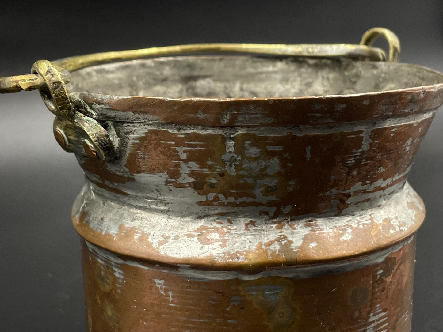 Rustic Middle-Eastern Copper Plated Tin Pot with Handle