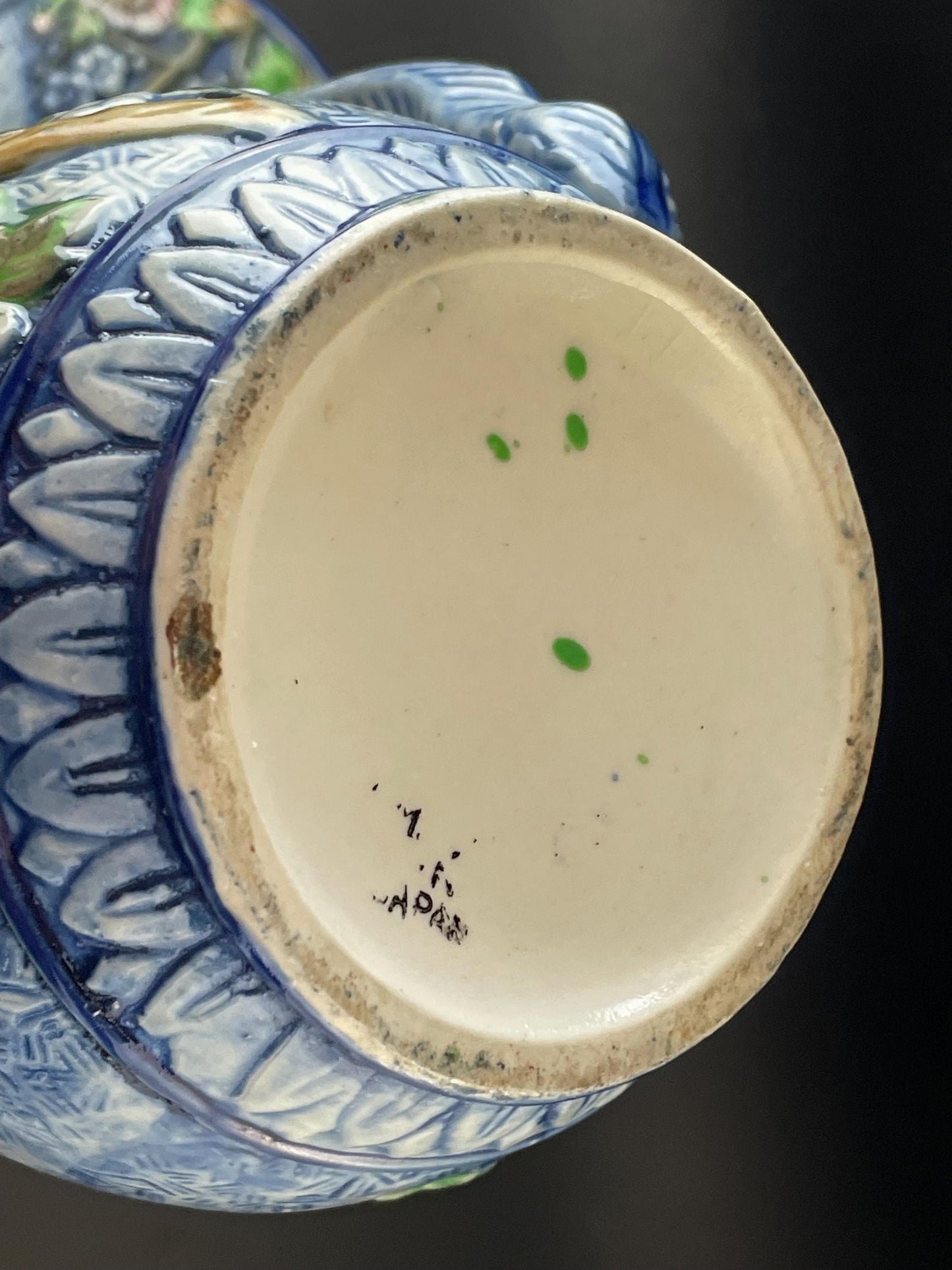 Japan Hand-painted Majolica Lidded Pitcher/Jug With Florals and Birds