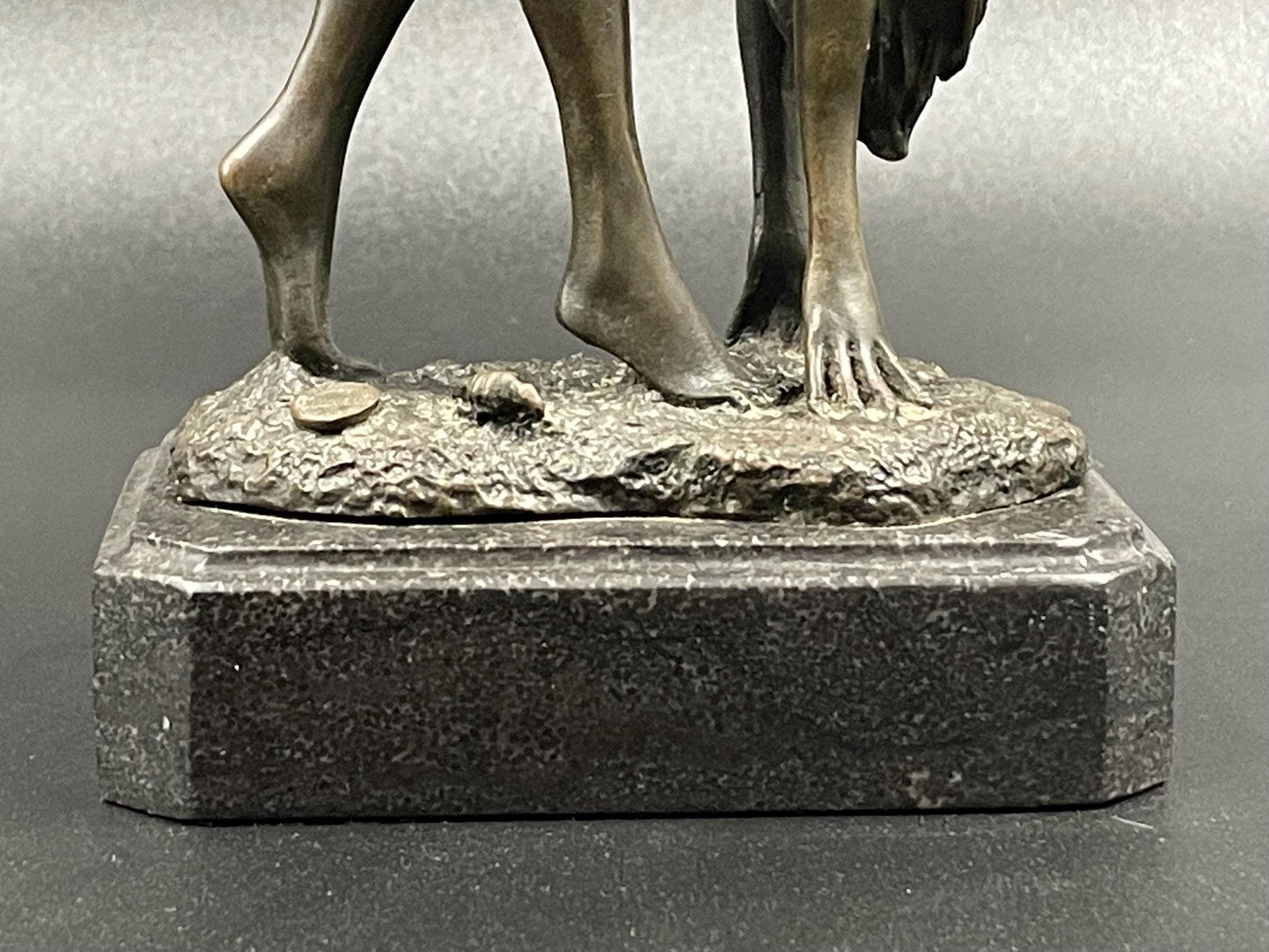 Bronze Nude Female Figure on Marble Base, European Bronze Finery Seal, Unsigned