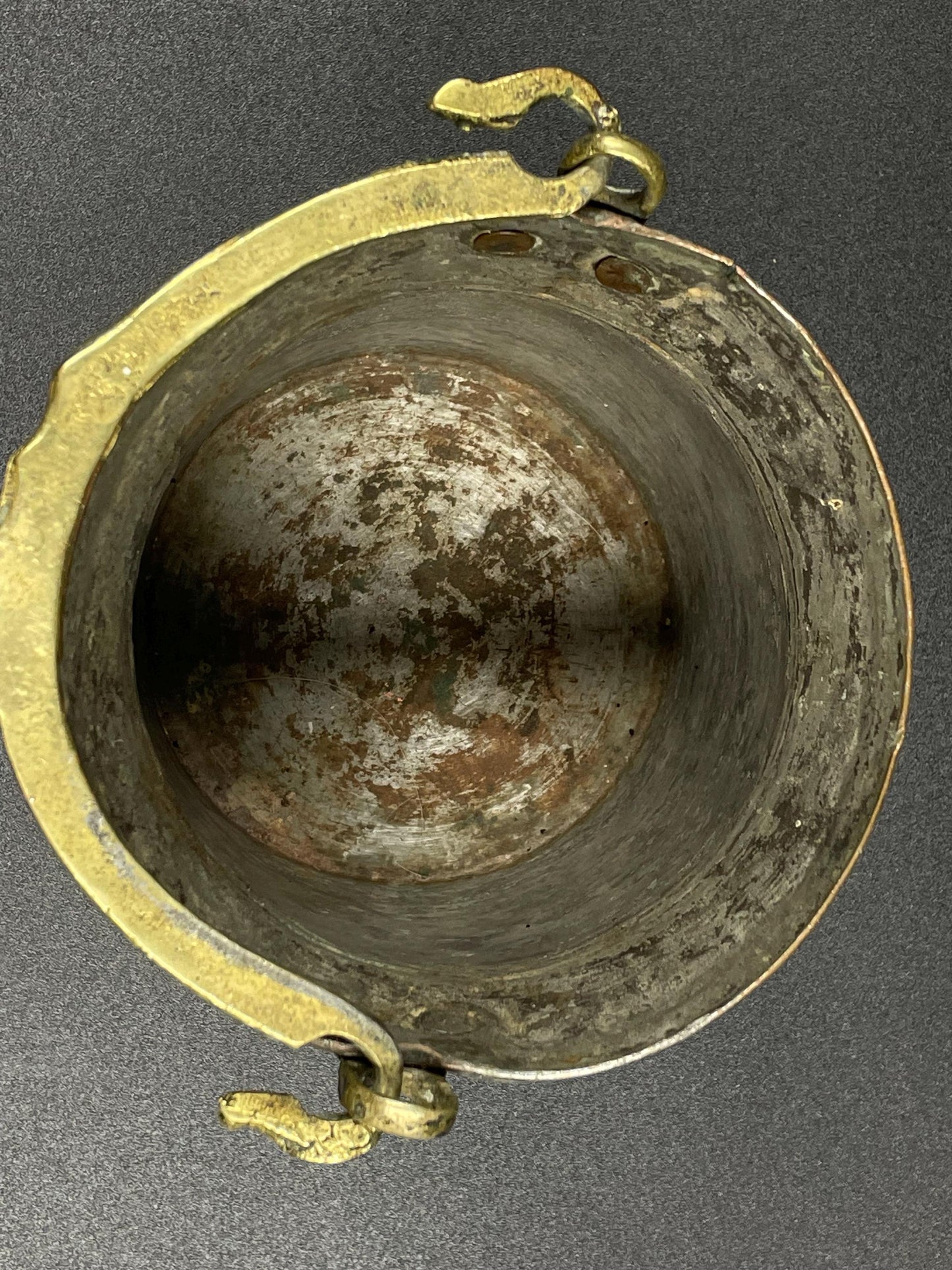 Rustic Middle-Eastern Copper Plated Tin Pot with Handle