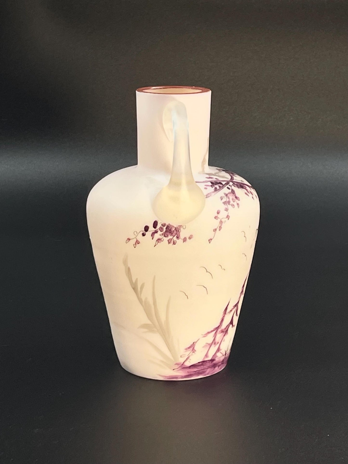 Antique Handpainted Two Handled Vase 6-1/2" Tall