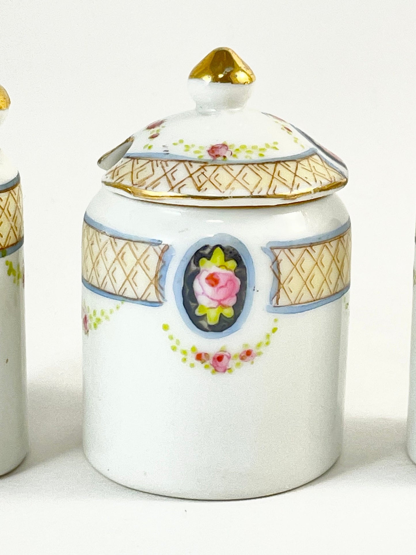 Test product-Antique Hand-painted Nippon Salt Pepper Condiment Set, Missing Spoon, Circa 1891-1921