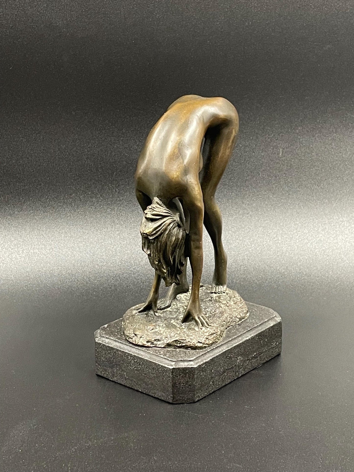 Bronze Nude Female Figure on Marble Base, European Bronze Finery Seal, Unsigned