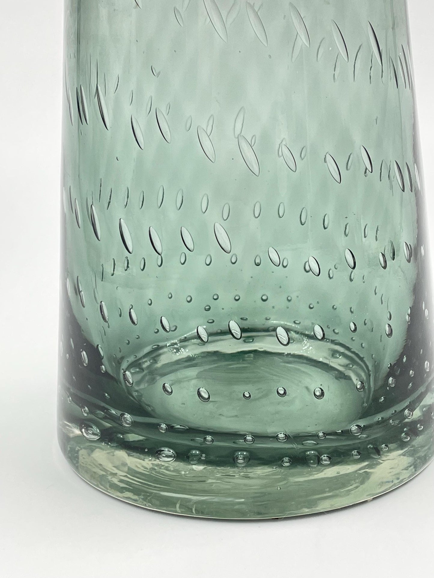 Large Charcoal Gray Bullicante Art Glass Vase, Wide Flared Top Handblown Glass Vase with Controlled Bubbles