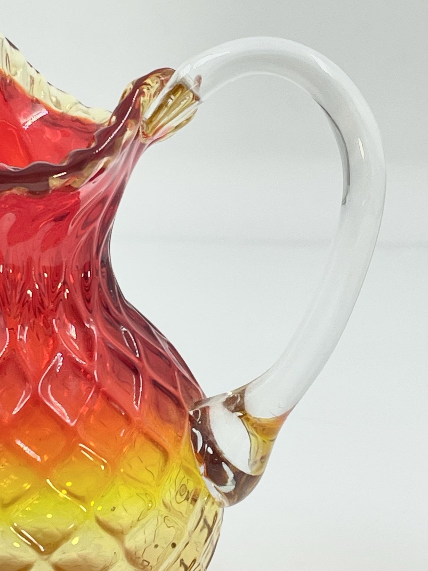 Chalet Amberina Pitcher/Jug Diamond Optic Pattern, Canadian Heritage Glass, Circa 1962-1975