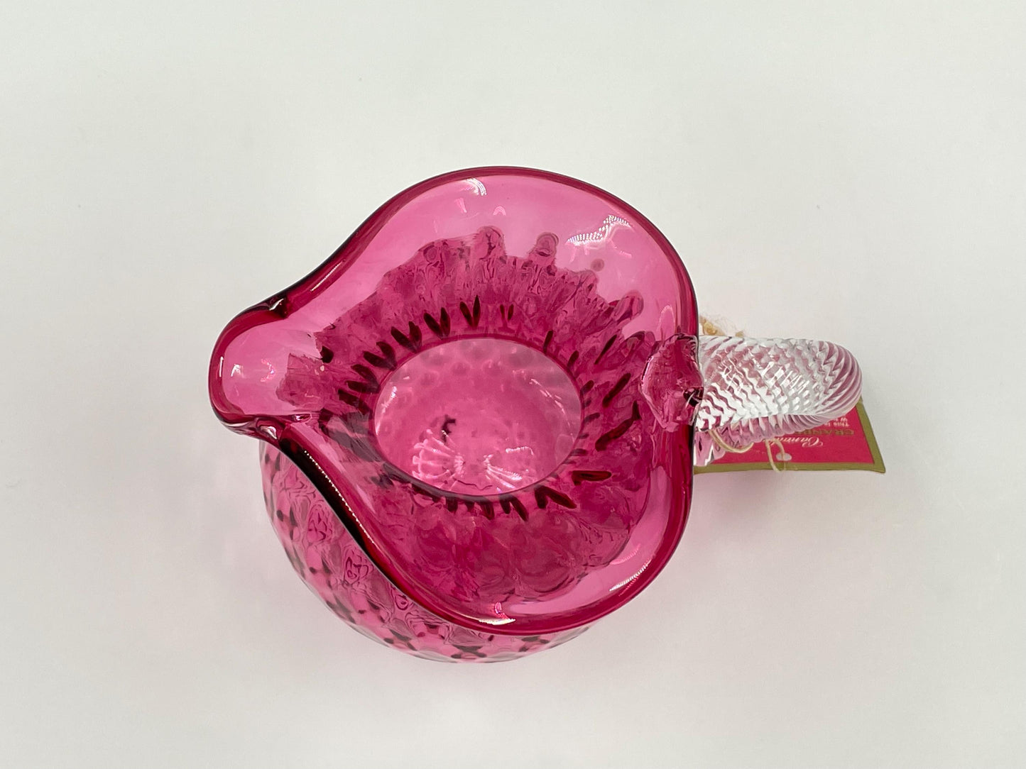 Chalet Cranberry Pitcher Diamond Optic Pattern, Canadiana Collection, With Original Swing Tag, Circa 1962-1975