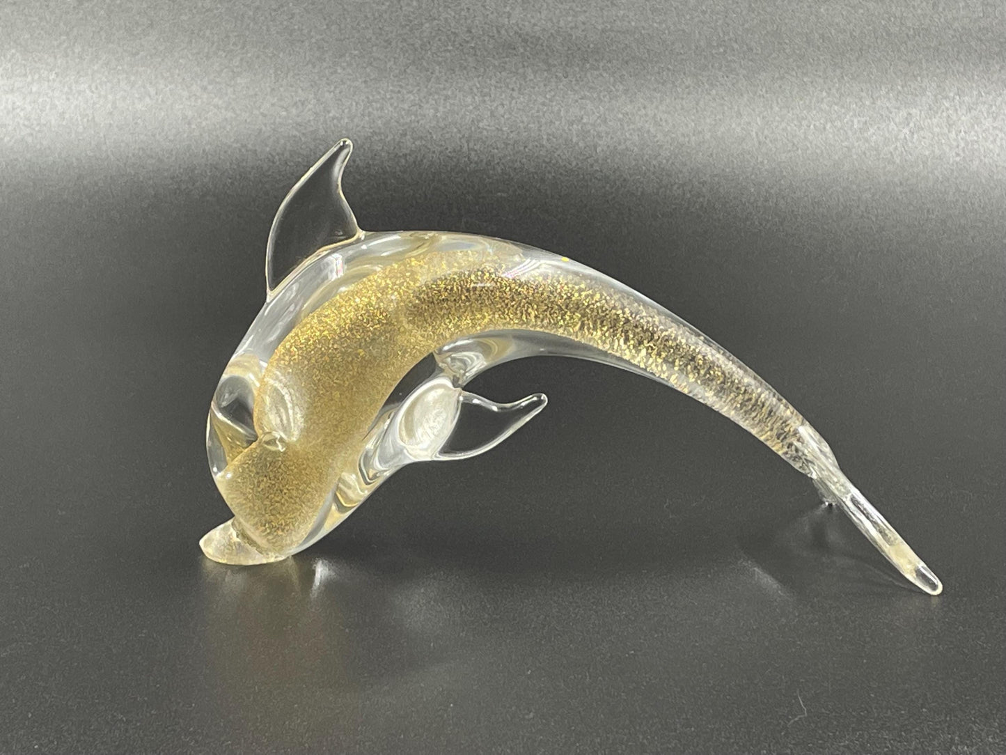 Murano Aventurine Art Glass Dolphin Figurine for Oggetti