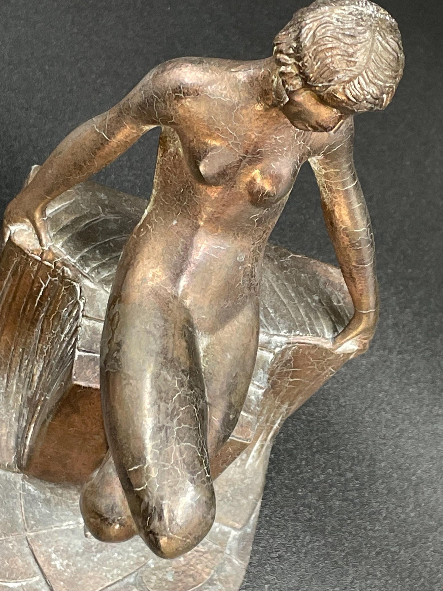 Nude Figure Seated Pose Art Deco Metal Bookends, Made in USA, 1930s