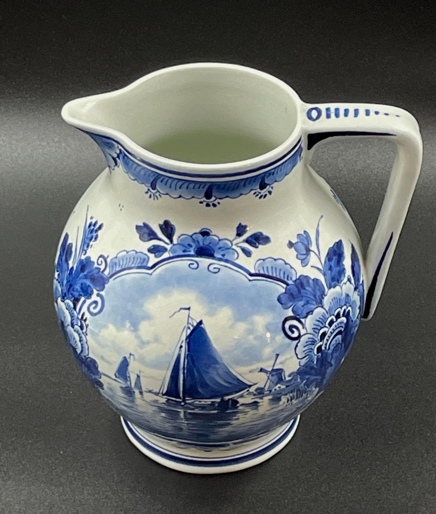 1938 Royal Delft Hand Painted Jug/Pitcher, De Koninklijke Porceleyne Fles, Blue and White Dutch Pottery